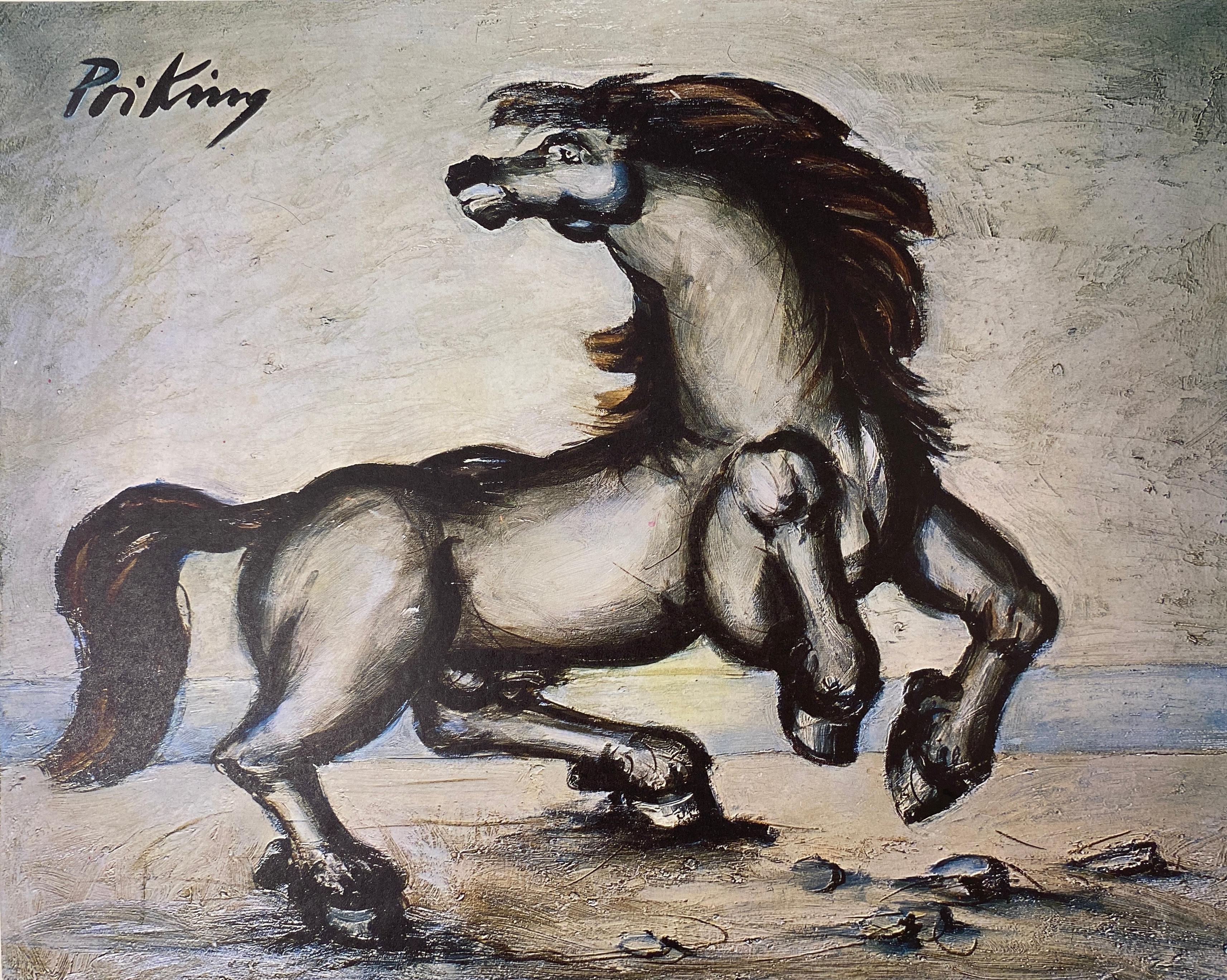 French Franz Priking Fantastic Horse Lithograph, Hand Signed For Sale