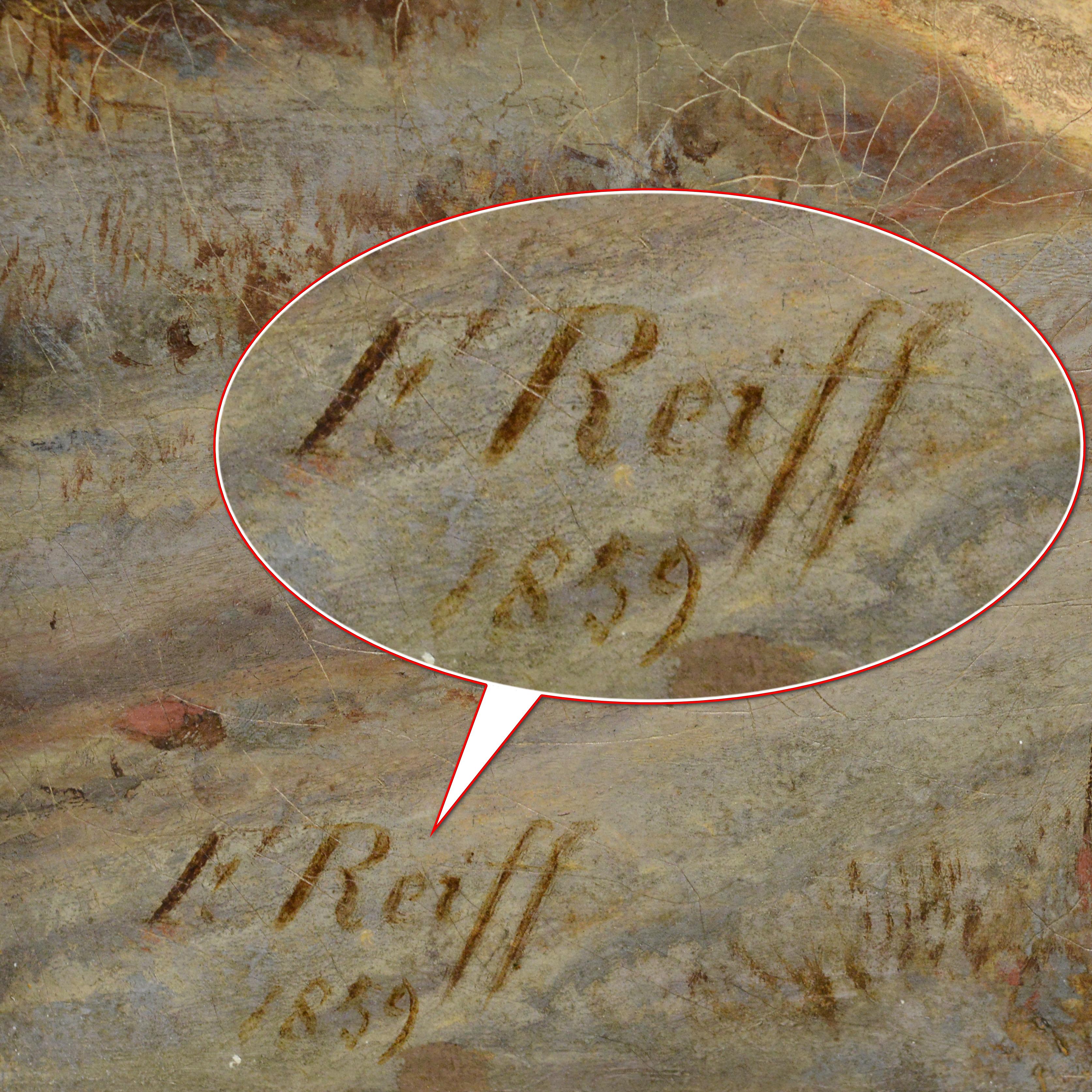 1859 Deutsch Ölgemälde holländischen Stil gefrorenen See Winter-Szene signiert gerahmt im Angebot 4