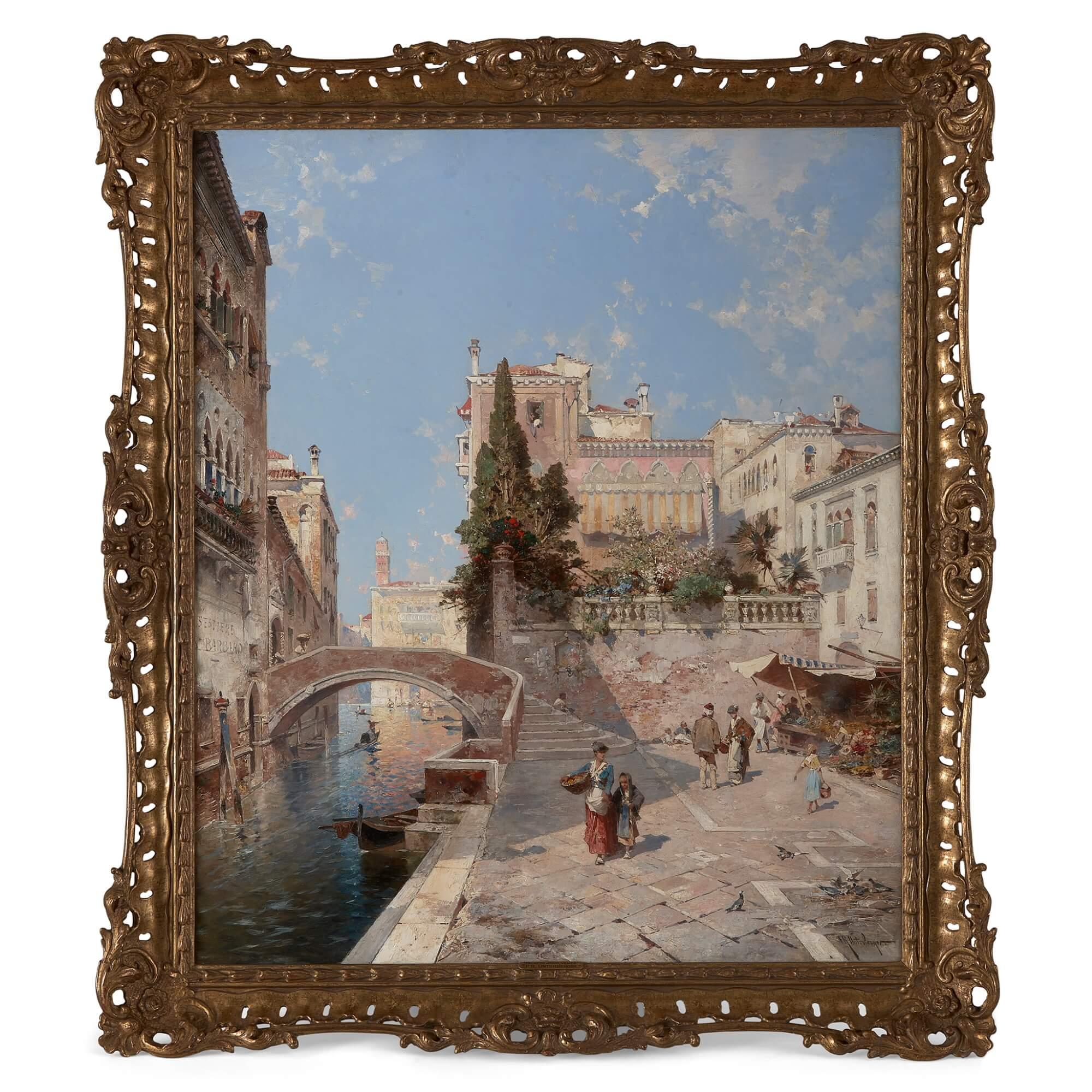 Franz Richard Unterberger Landscape Painting - A Venetian scene of the Palazzo Dario by F. R. Unterberger