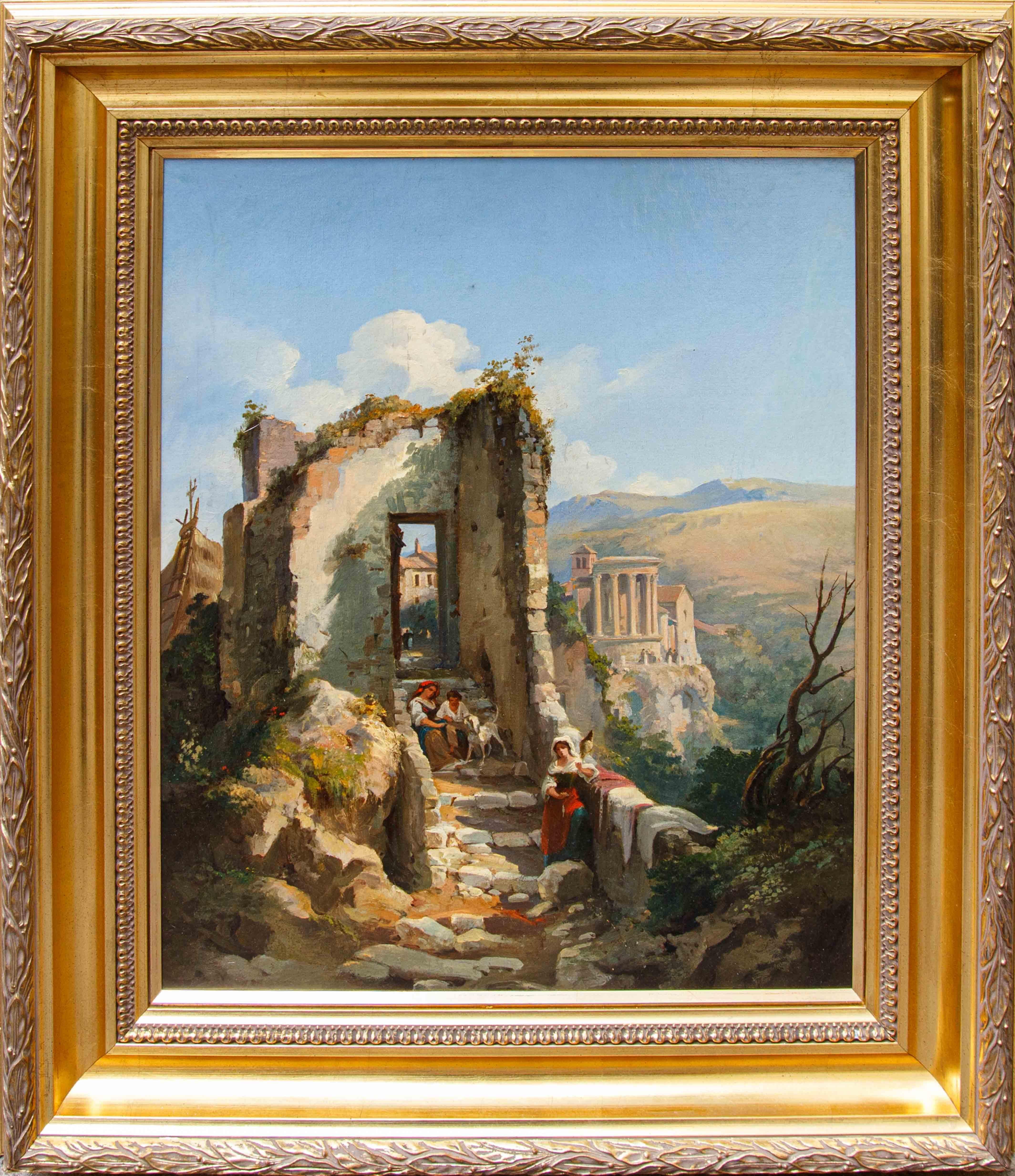 Alcance de Franz Richard Unterberger (1837-1902)

En Tivoli

Óleo sobre lienzo, 62 x 48 cm

Enmarcado, 79 x 69 cm

La obra nos muestra una de las vistas más conocidas y apreciadas del paisajismo actual: la ciudad de Tívoli y, en especial, el Templo