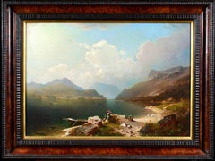 Early Morning-Achen Lake, Austria - Romantic Oil, Figures by Lake by Unterberger