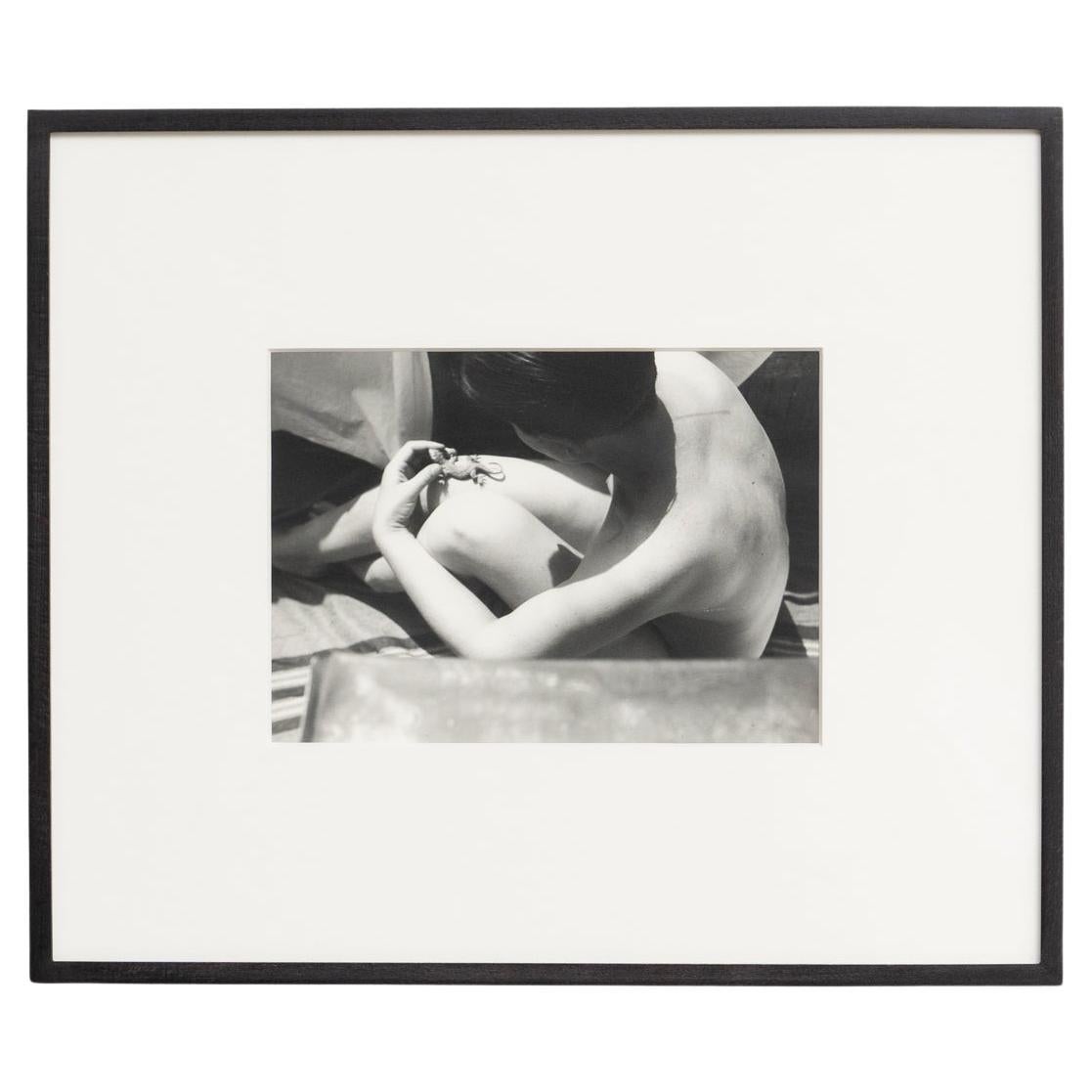 Franz Roh Framed Black and White Photography, - "Sitting Nude with Salamander"