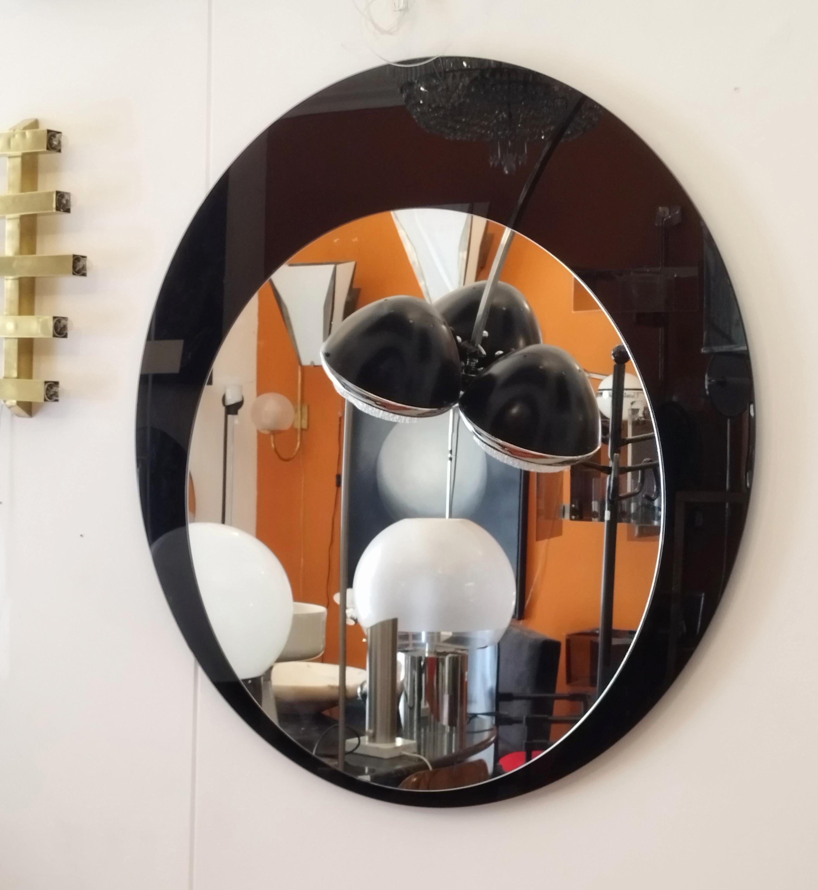 Franz J. Sartori per Cristal Art Specchio rotondo da parete, Italia, anni '60