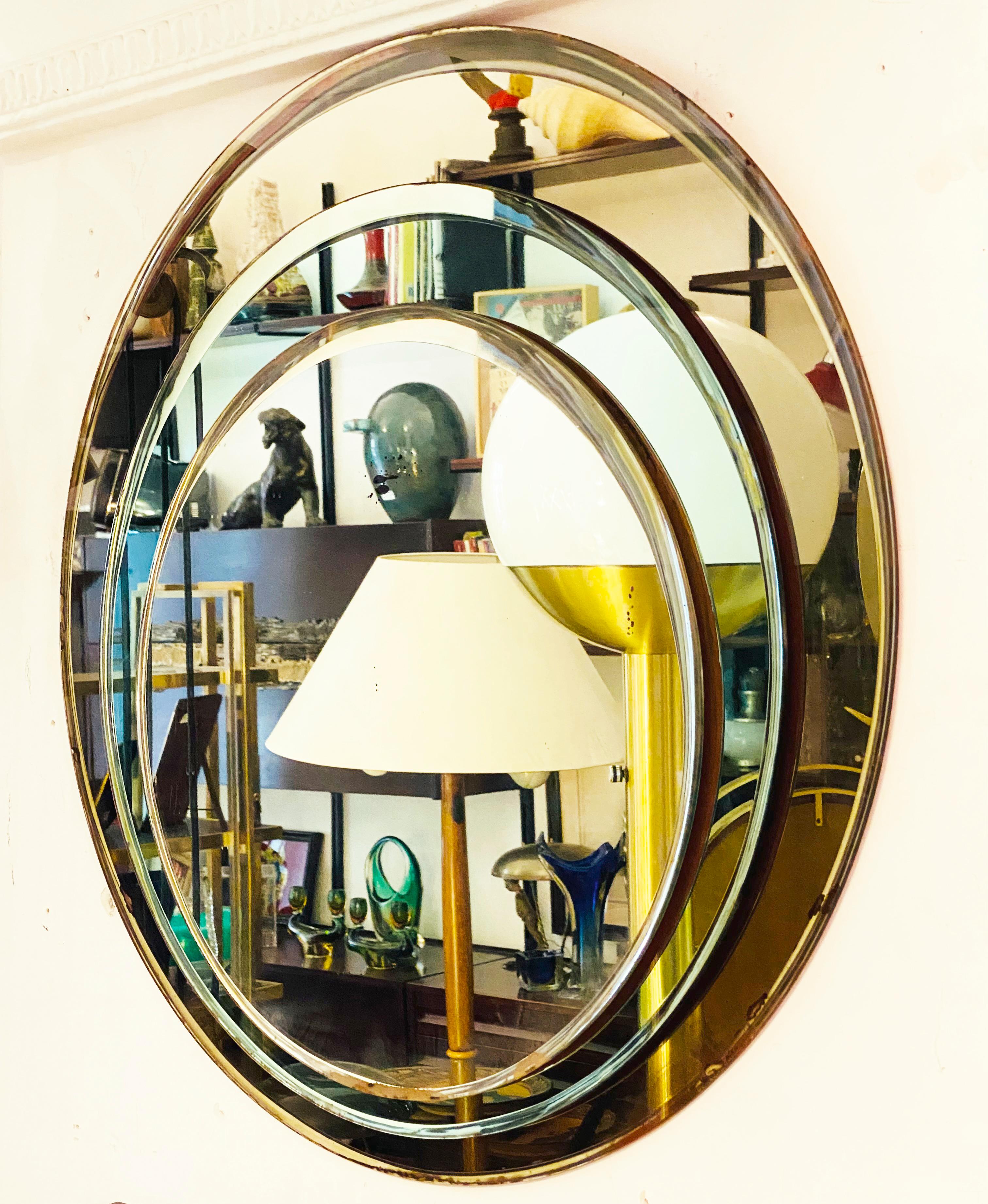 Mid-Century Modern Franz Sartori for Cristal Art Wall Mirror, Italy 1960s