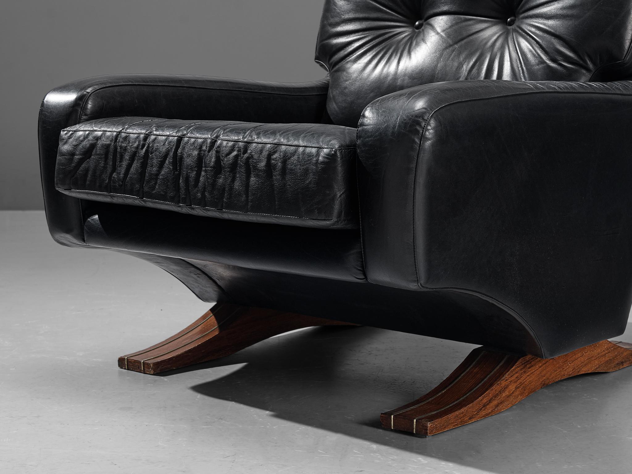 Franz Sartori for Flexform Armchair in Black Leather  In Good Condition For Sale In Waalwijk, NL