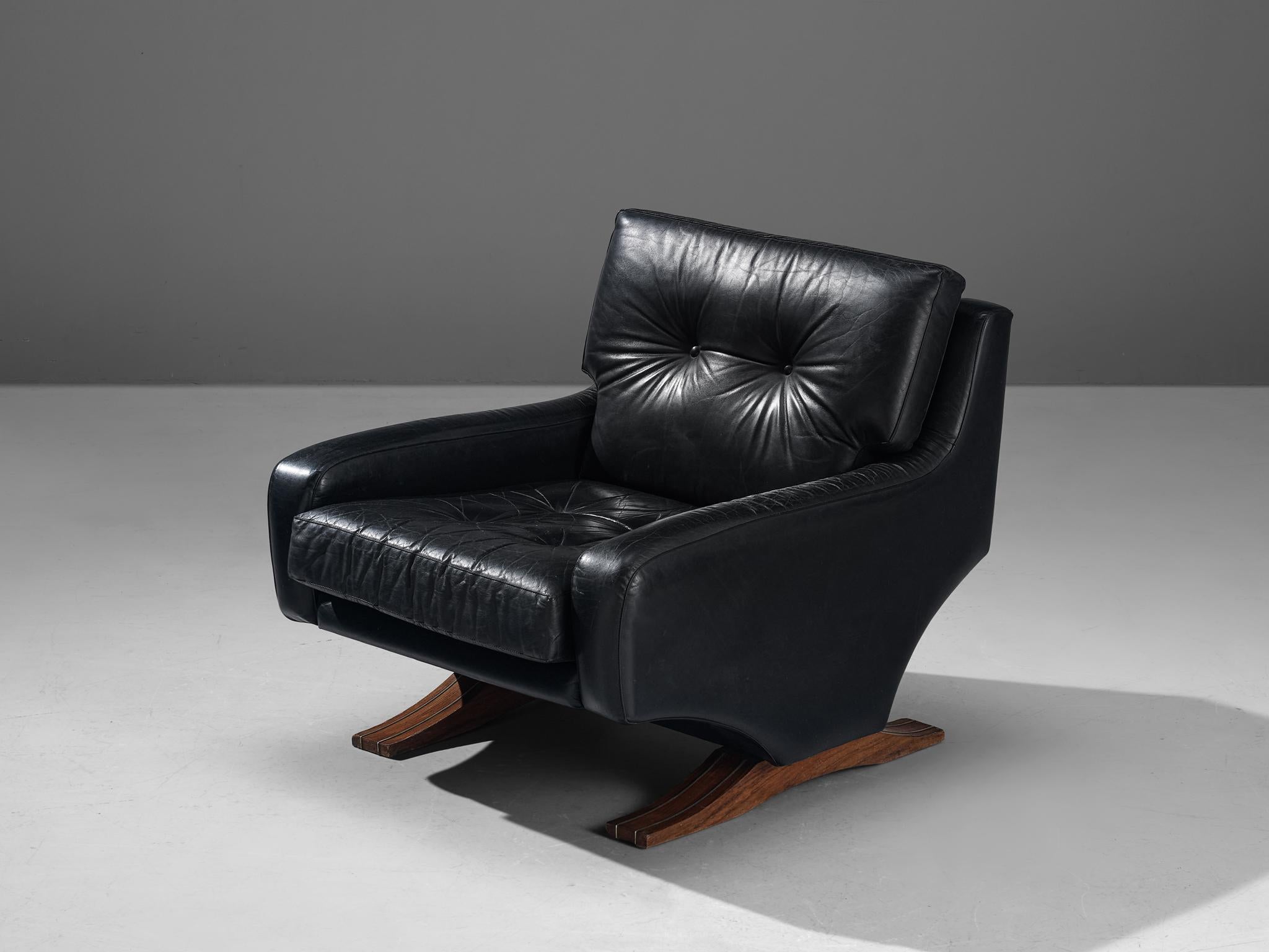 Franz Sartori for Flexform Armchair in Black Leather  For Sale 2