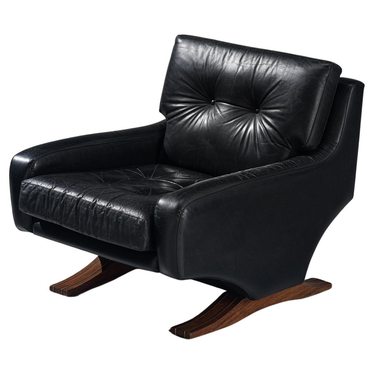 Franz Sartori for Flexform Armchair in Black Leather  For Sale