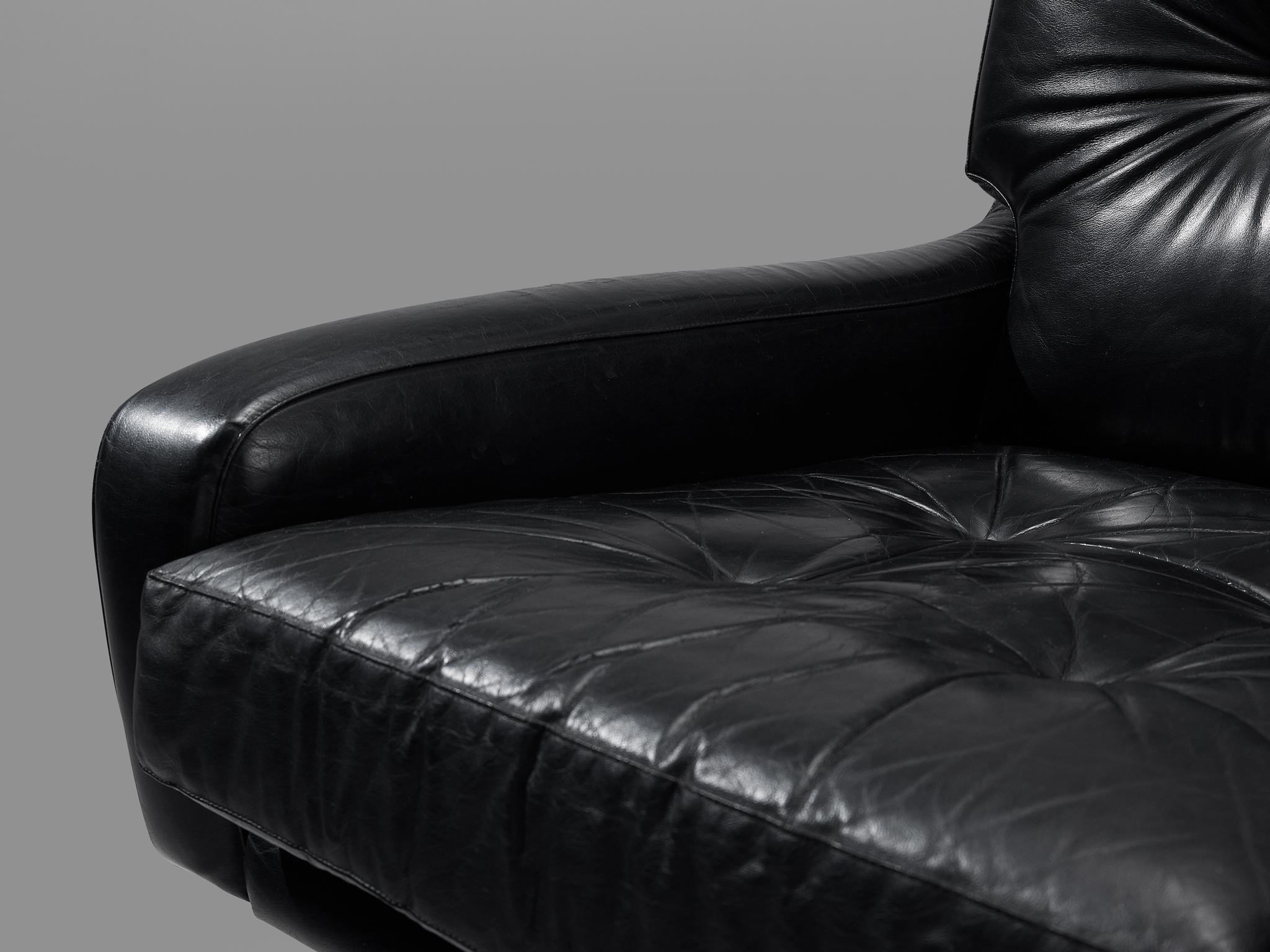 Franz Sartori for Flexform Pair of Armchairs in Black Leather 7