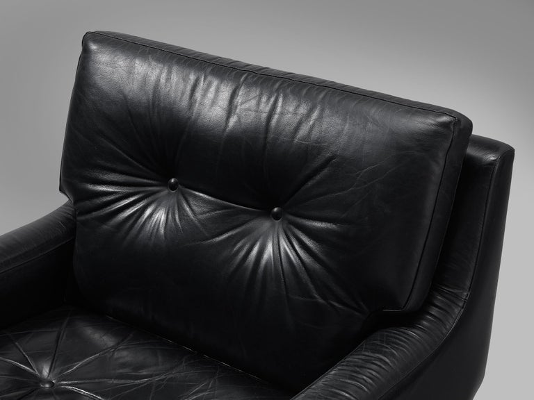 Franz Sartori for Flexform Pair of Armchairs in Black Leather In Good Condition For Sale In Waalwijk, NL