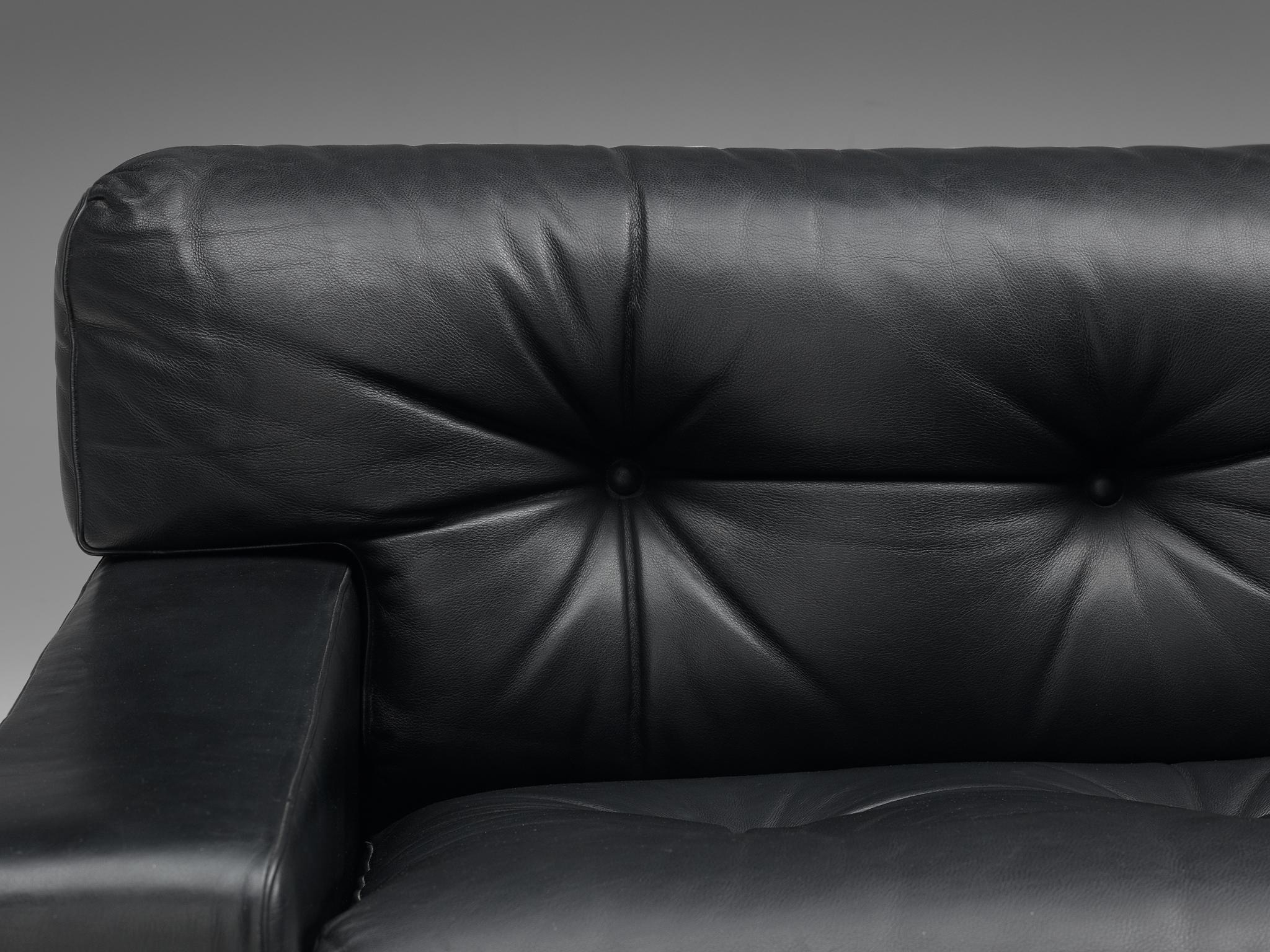 Franz Sartori for Flexform Sofa in Black Leather For Sale 1