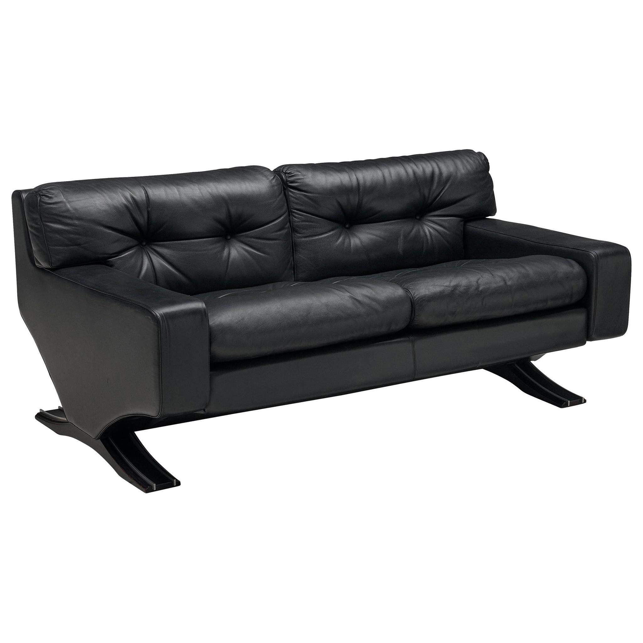 Franz Sartori for Flexform Sofa in Black Leather For Sale