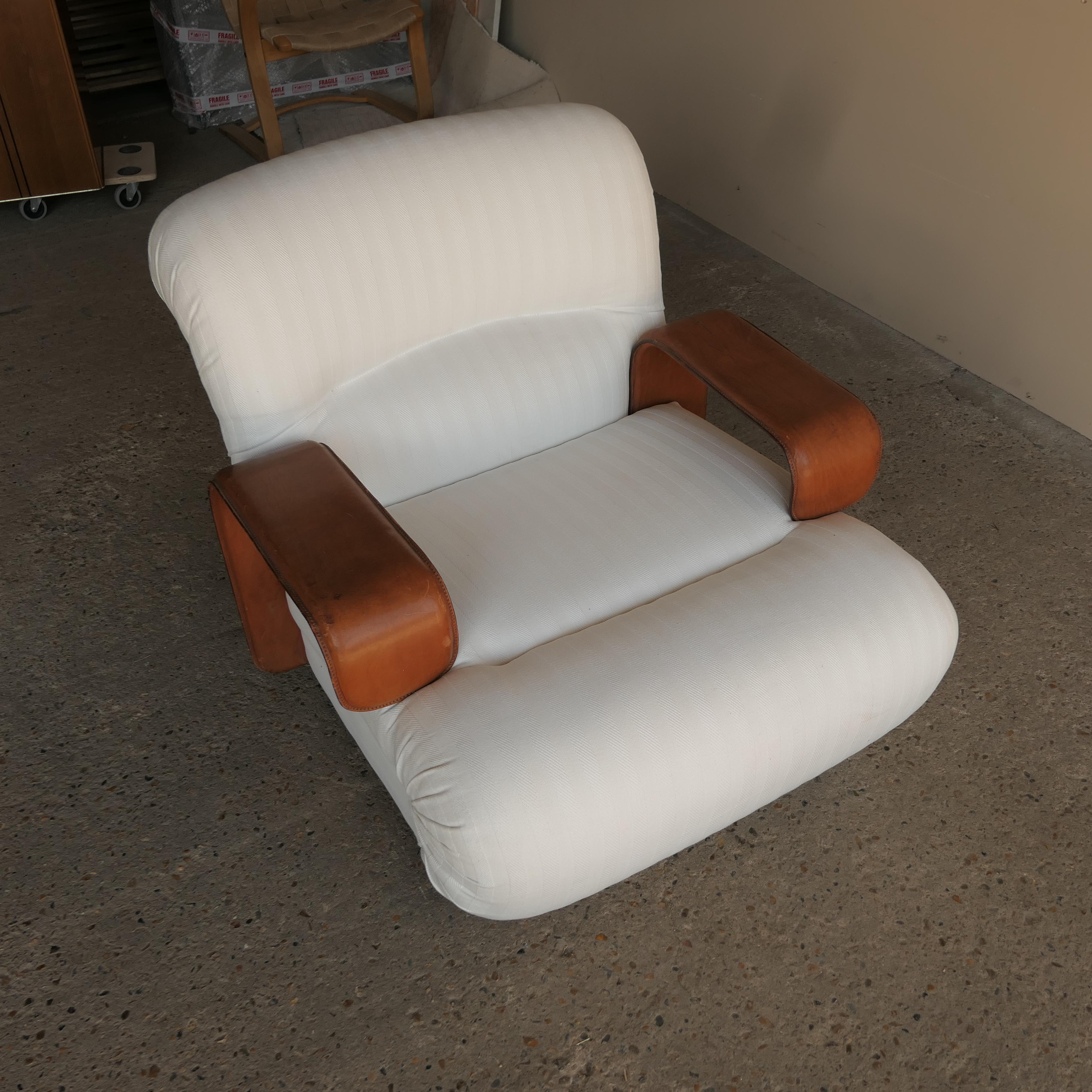 italien Chaise longue Franz Sartori Cuir et coton en vente