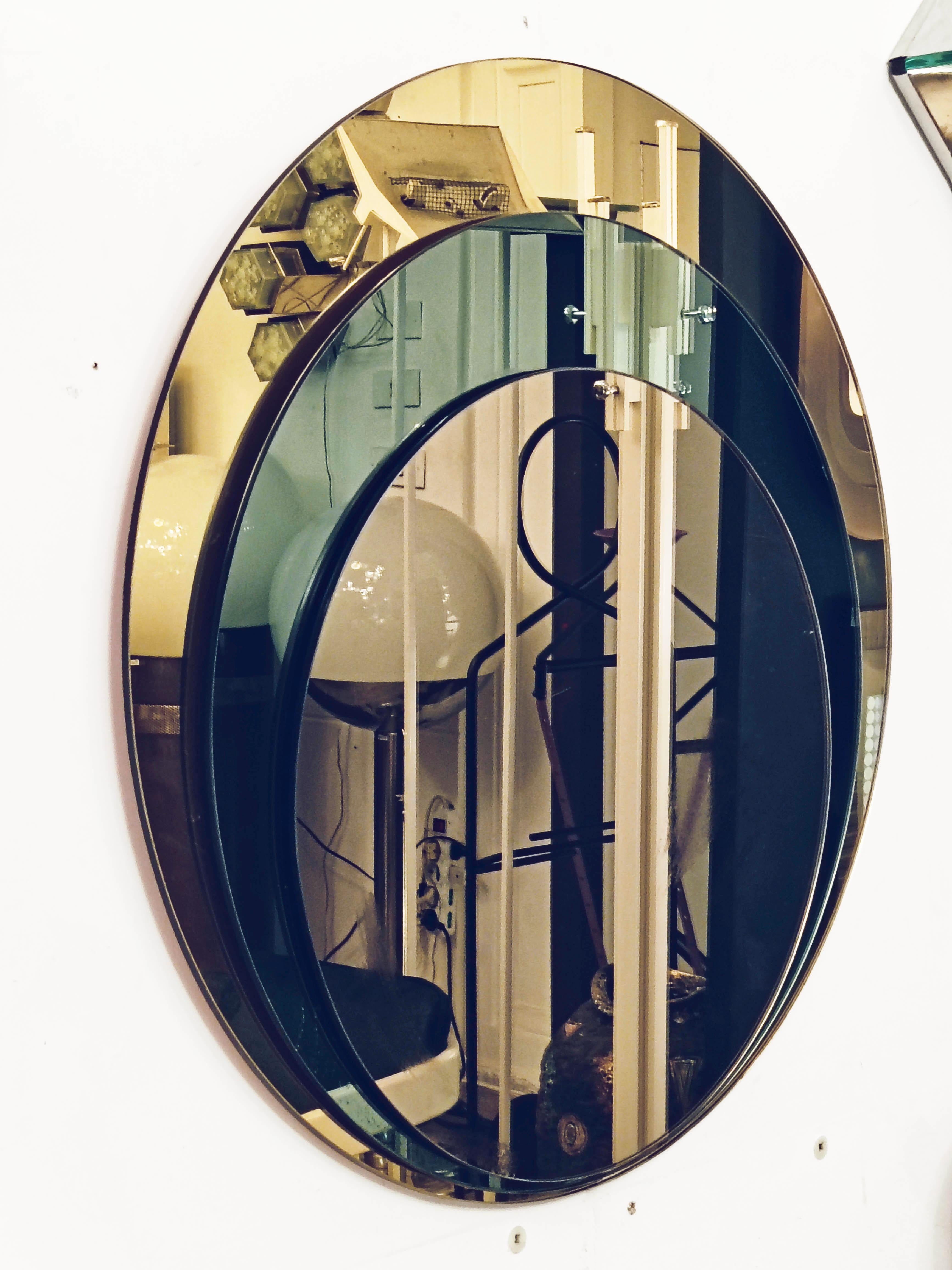 Mid-Century Modern Franz Sartori for Cristal Art Round Wall Mirror, Italie, 1970 en vente