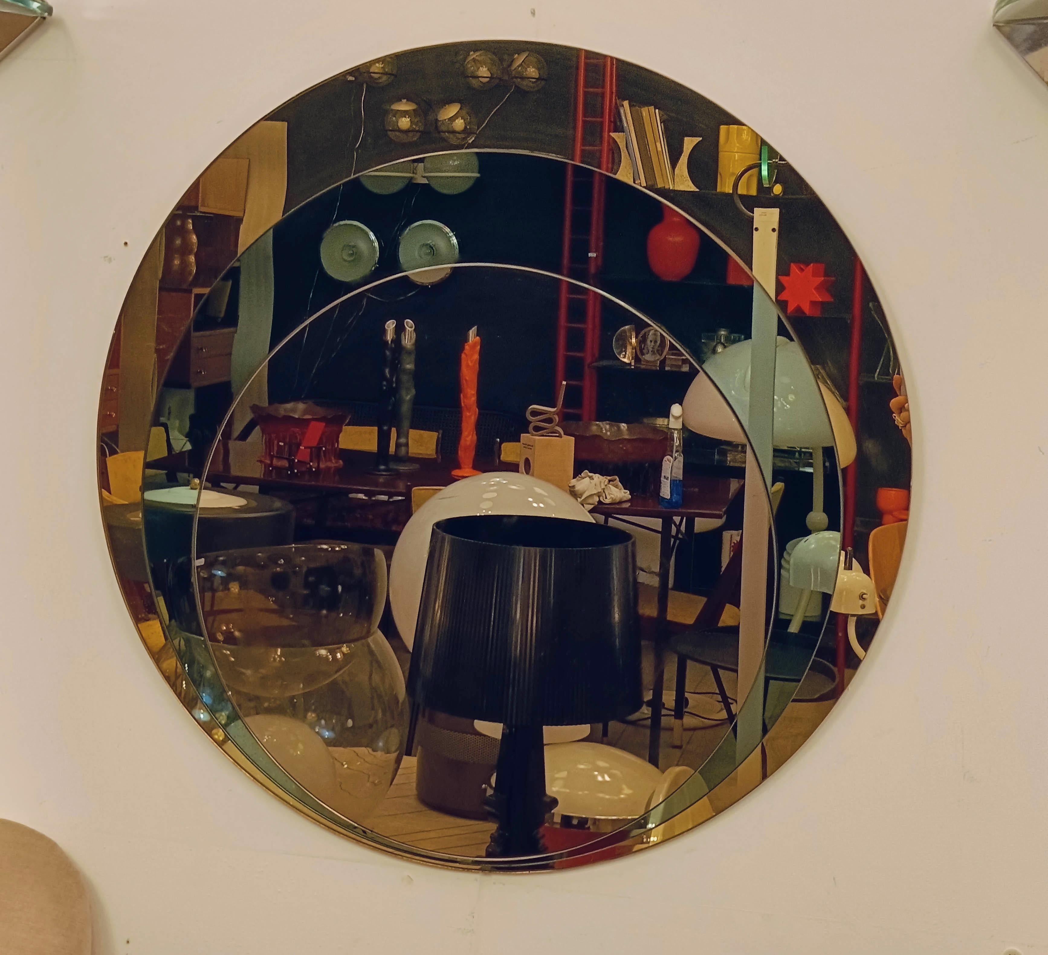 Late 20th Century Franz Sartori for Cristal Art Round Wall Mirror, Italie, 1970 en vente