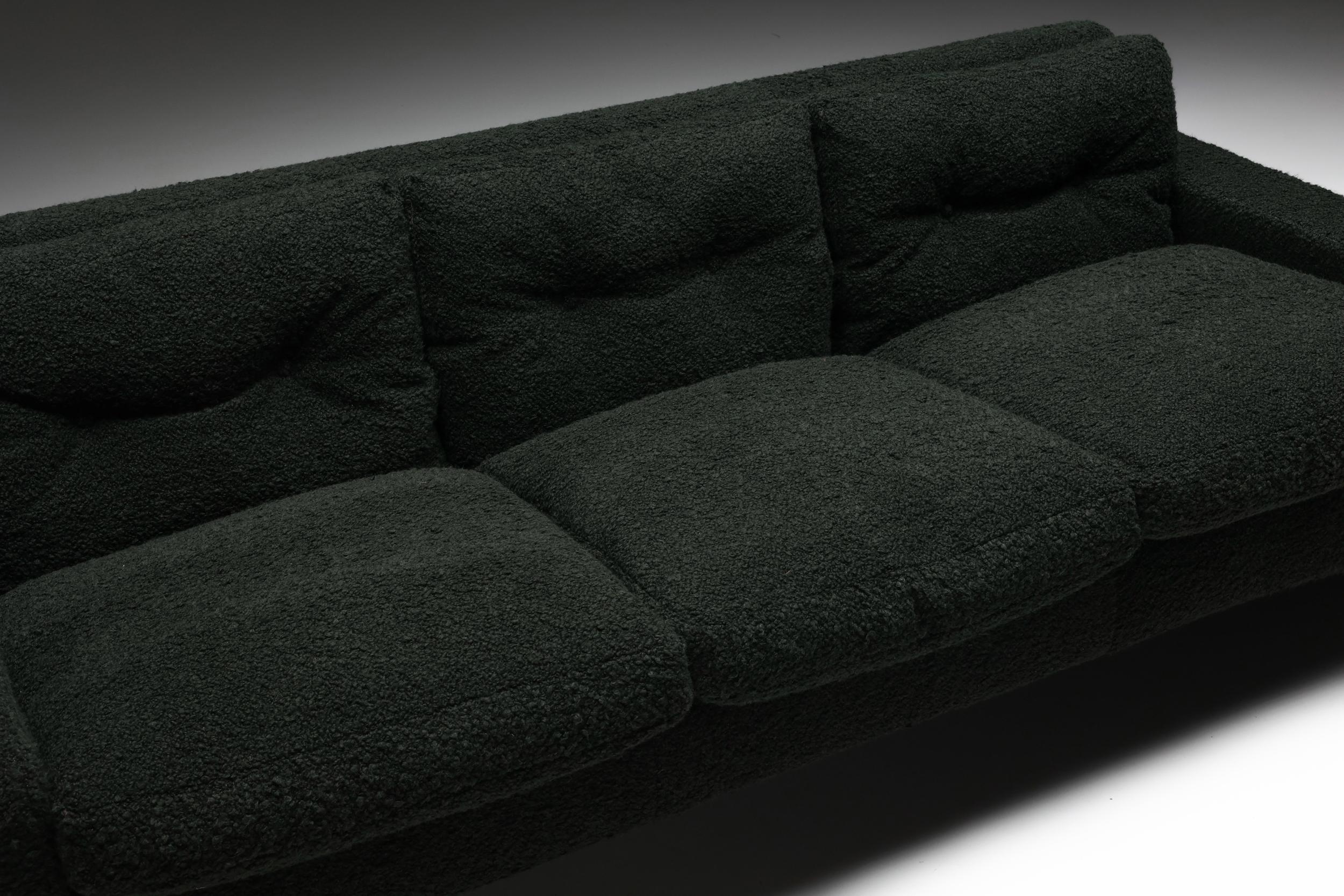 green boucle sofa