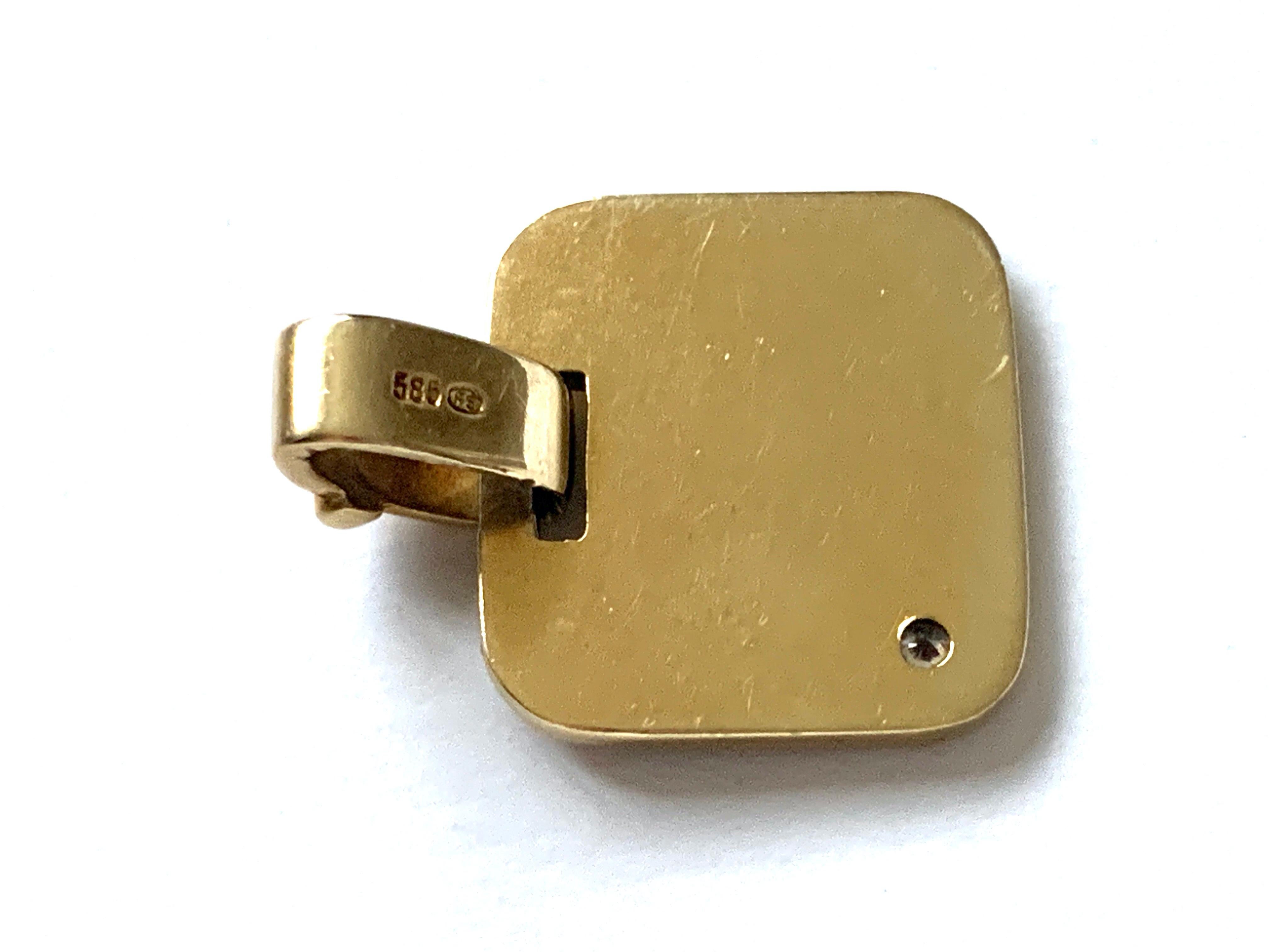 Art Deco Franz Scheuerle Gold Diamond Buckle Pendant For Sale