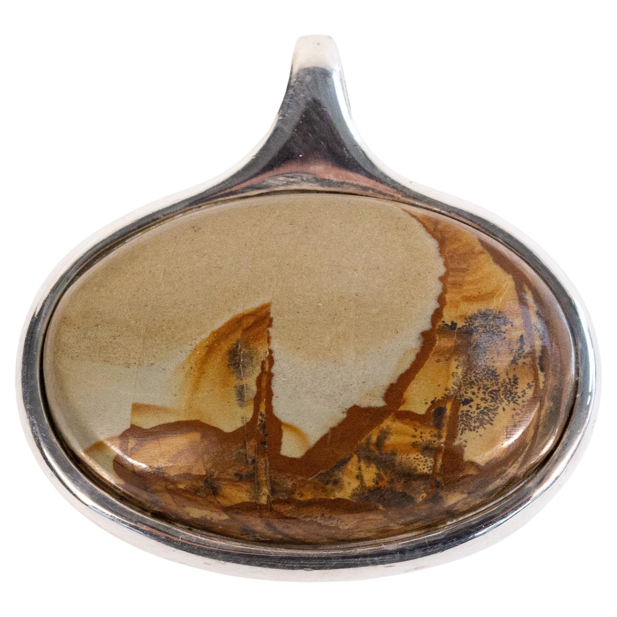 Franz Scheuerle Vintage Sterling Silver 925 Agate Pendant, 1970s