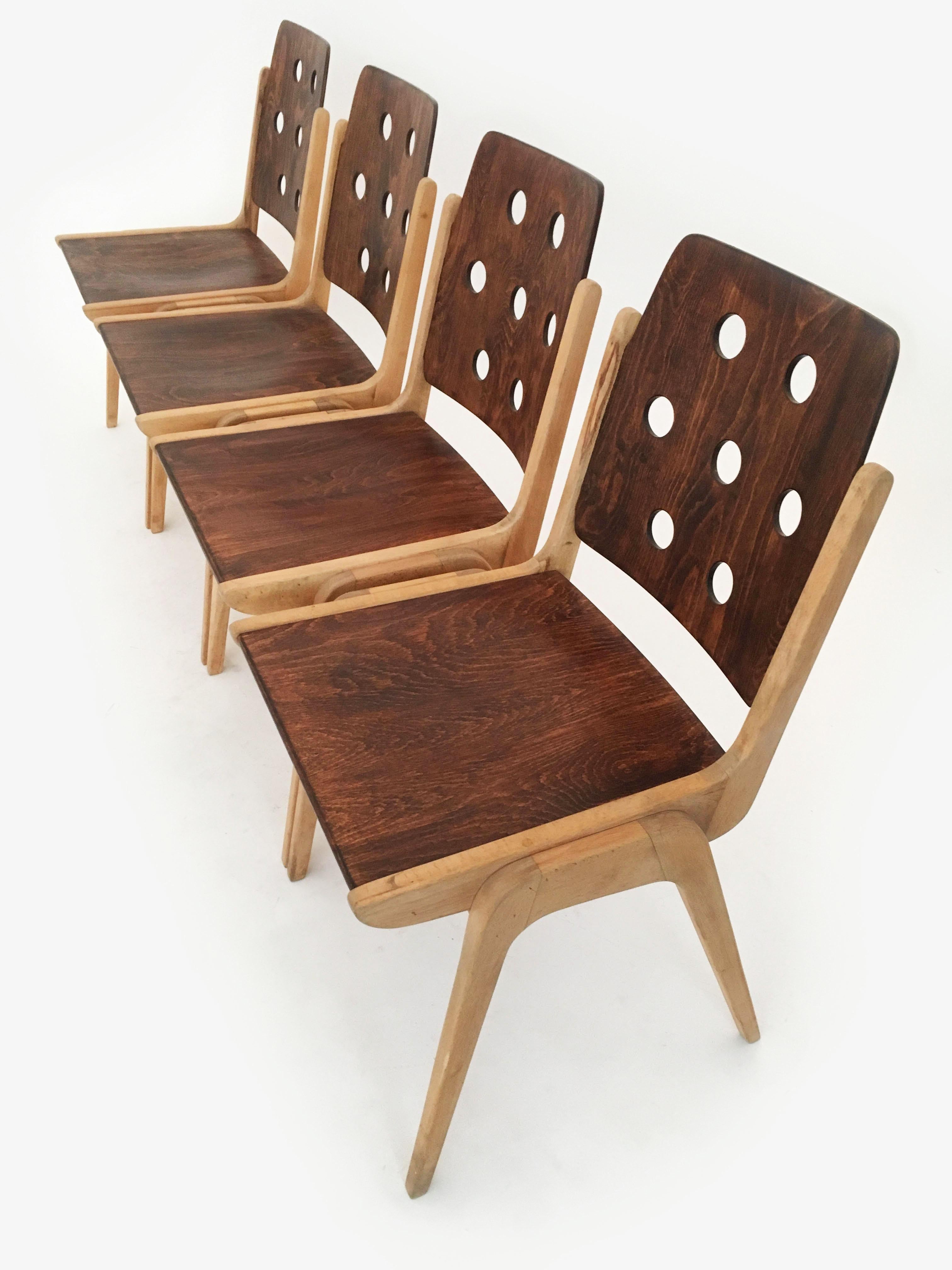 Franz Schuster Stacking Chairs Model 'Maestro', Set of Four, Austria 1950s 2