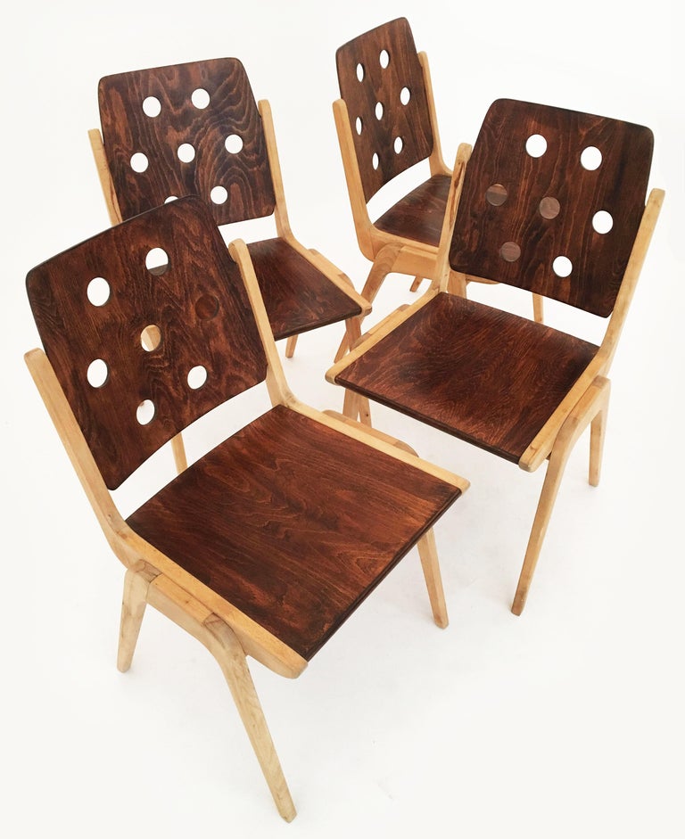Franz Schuster Stacking Chairs Model 'Maestro', Set of Four, Austria 1950s 3