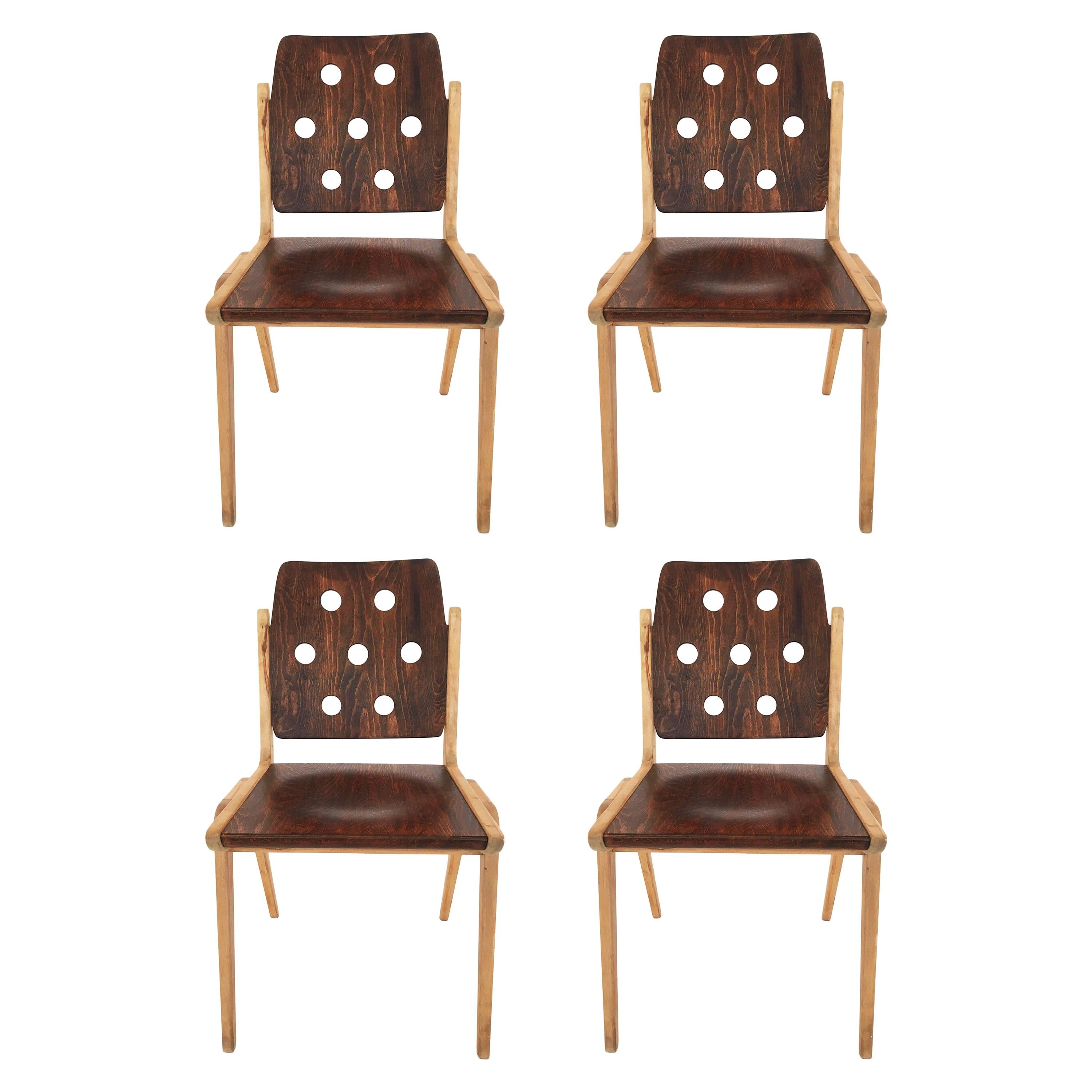 Franz Schuster Stacking Chairs Model 'Maestro', Set of Four, Austria 1950s