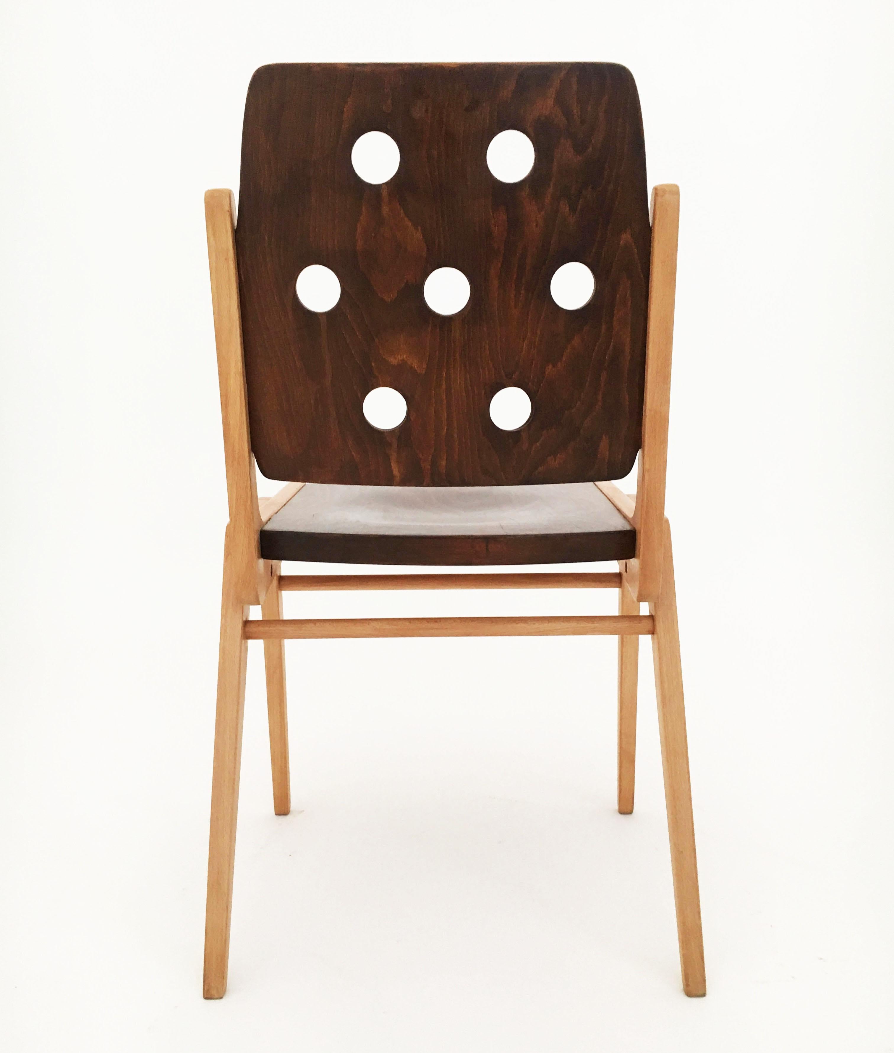 Beech Franz Schuster Stacking Chairs Model 'Maestro', Set of Six, Austria 1950s