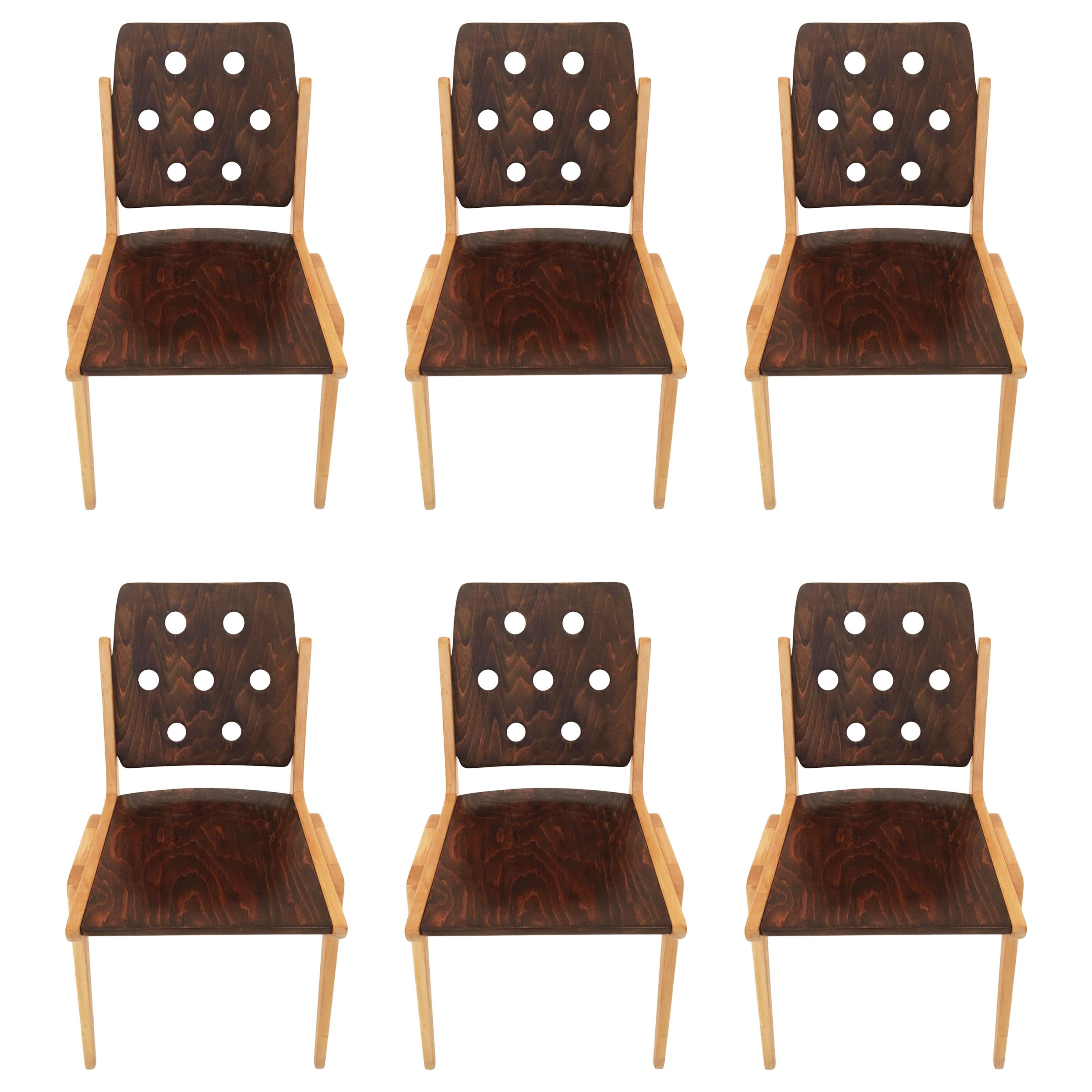 Franz Schuster Stacking Chairs Model 'Maestro', Set of Six, Austria 1950s