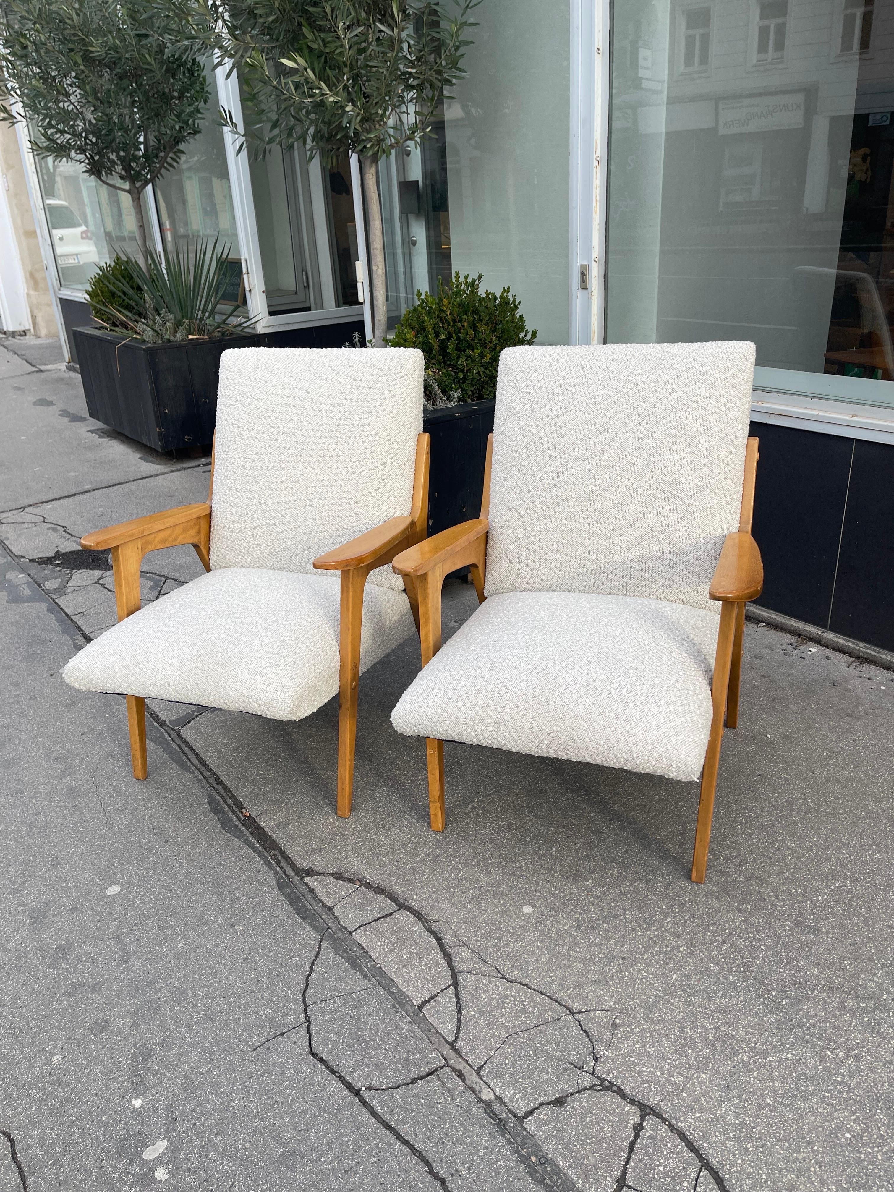 Austrian Franz Schuster Lounge Arm Chairs Style of Gio Ponti, Austria, 1950s