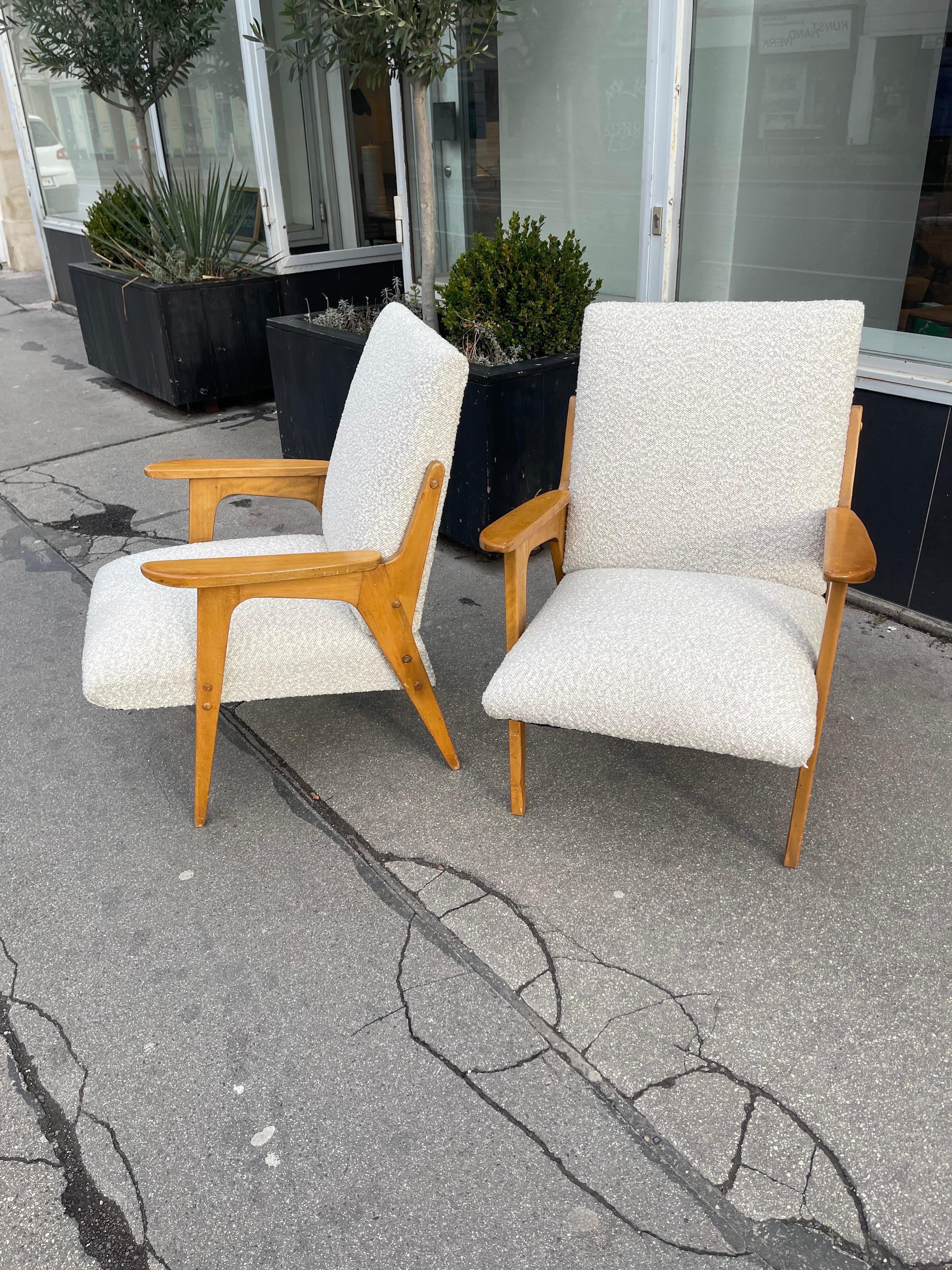 Mid-20th Century Franz Schuster Lounge Arm Chairs Style of Gio Ponti, Austria, 1950s