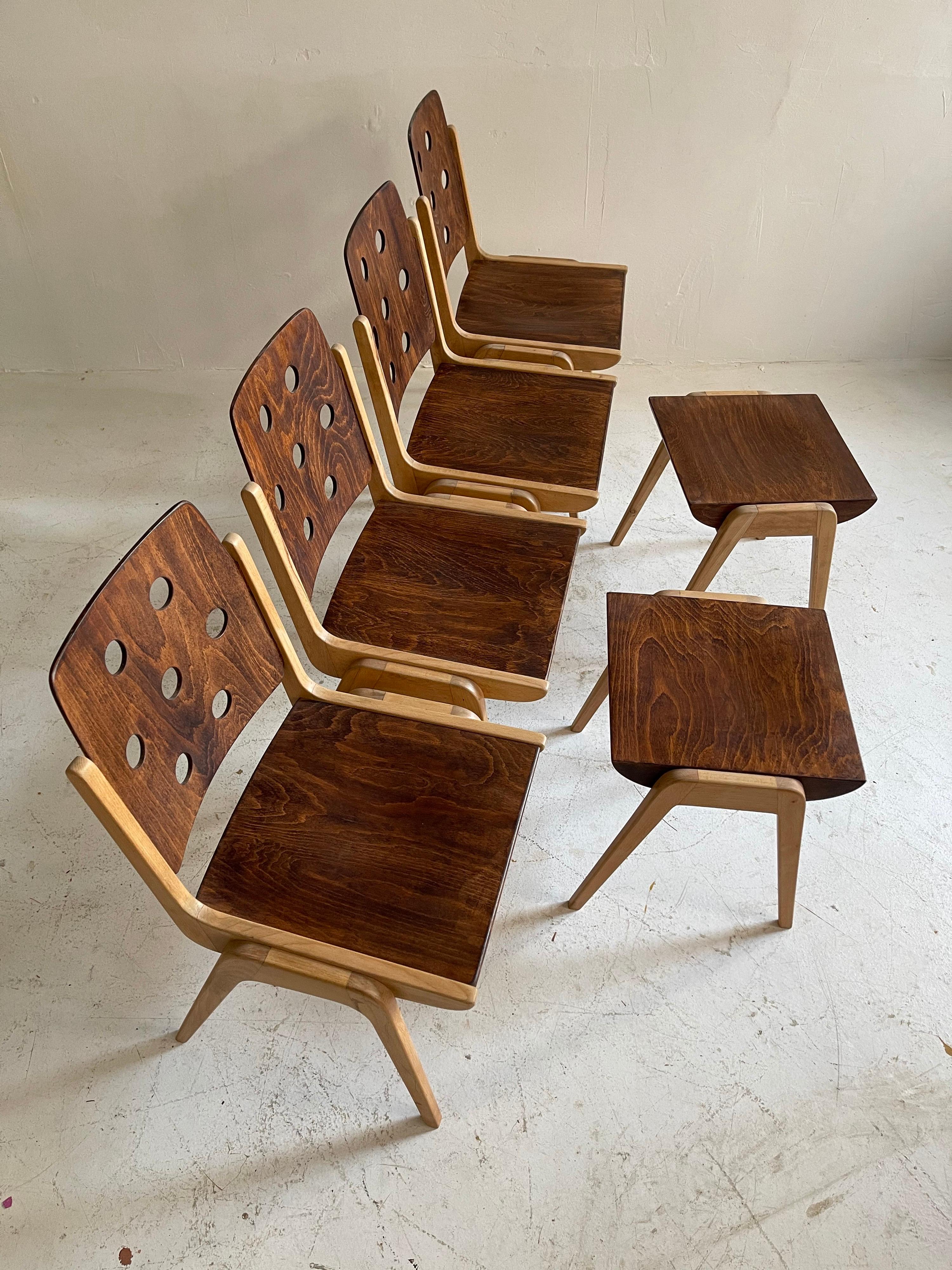 Franz Schuster Model 'Maestro' Dining Room Chairs & Stools, Austria, 1950s For Sale 3
