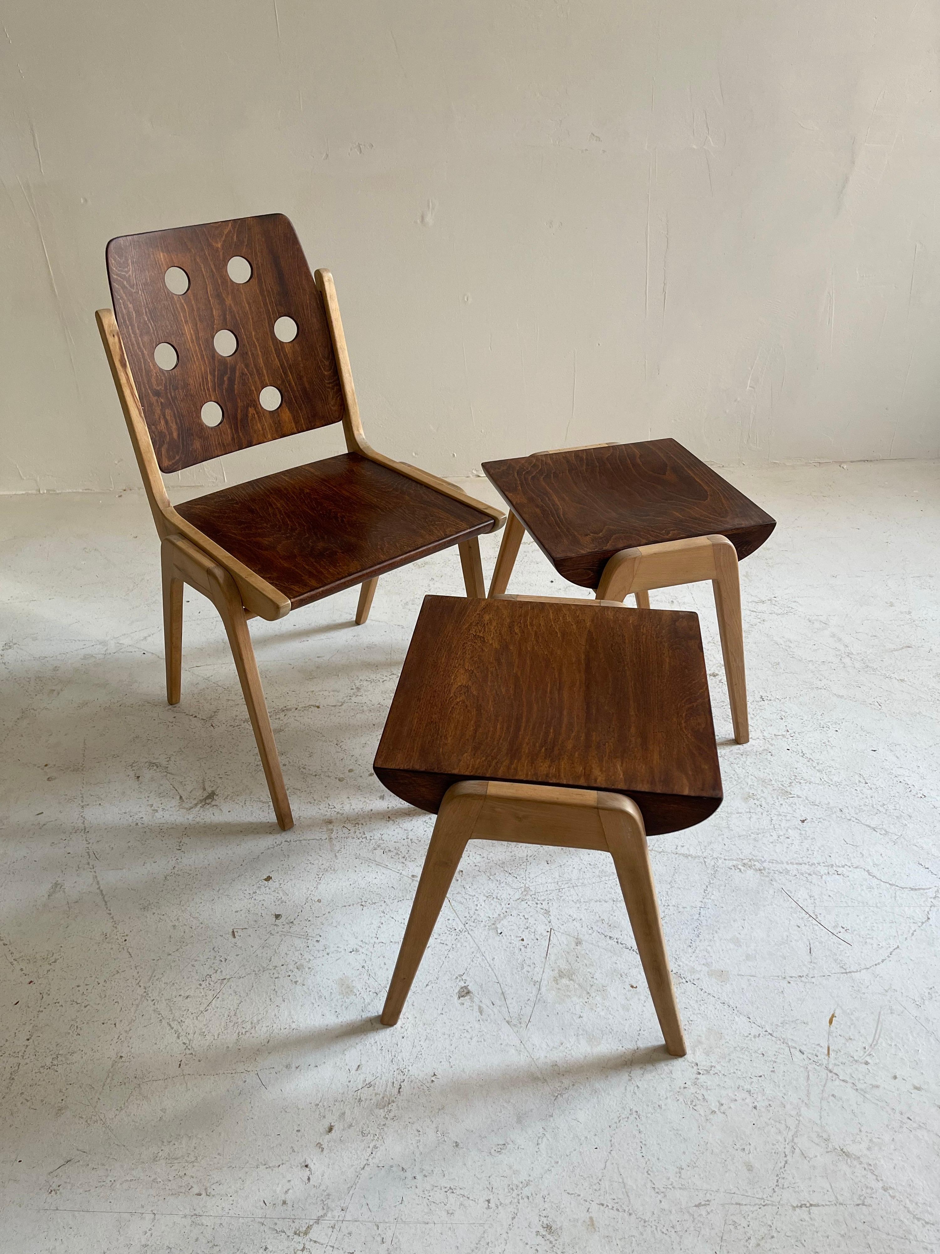 Franz Schuster Model 'Maestro' Dining Room Chairs & Stools, Austria, 1950s For Sale 11