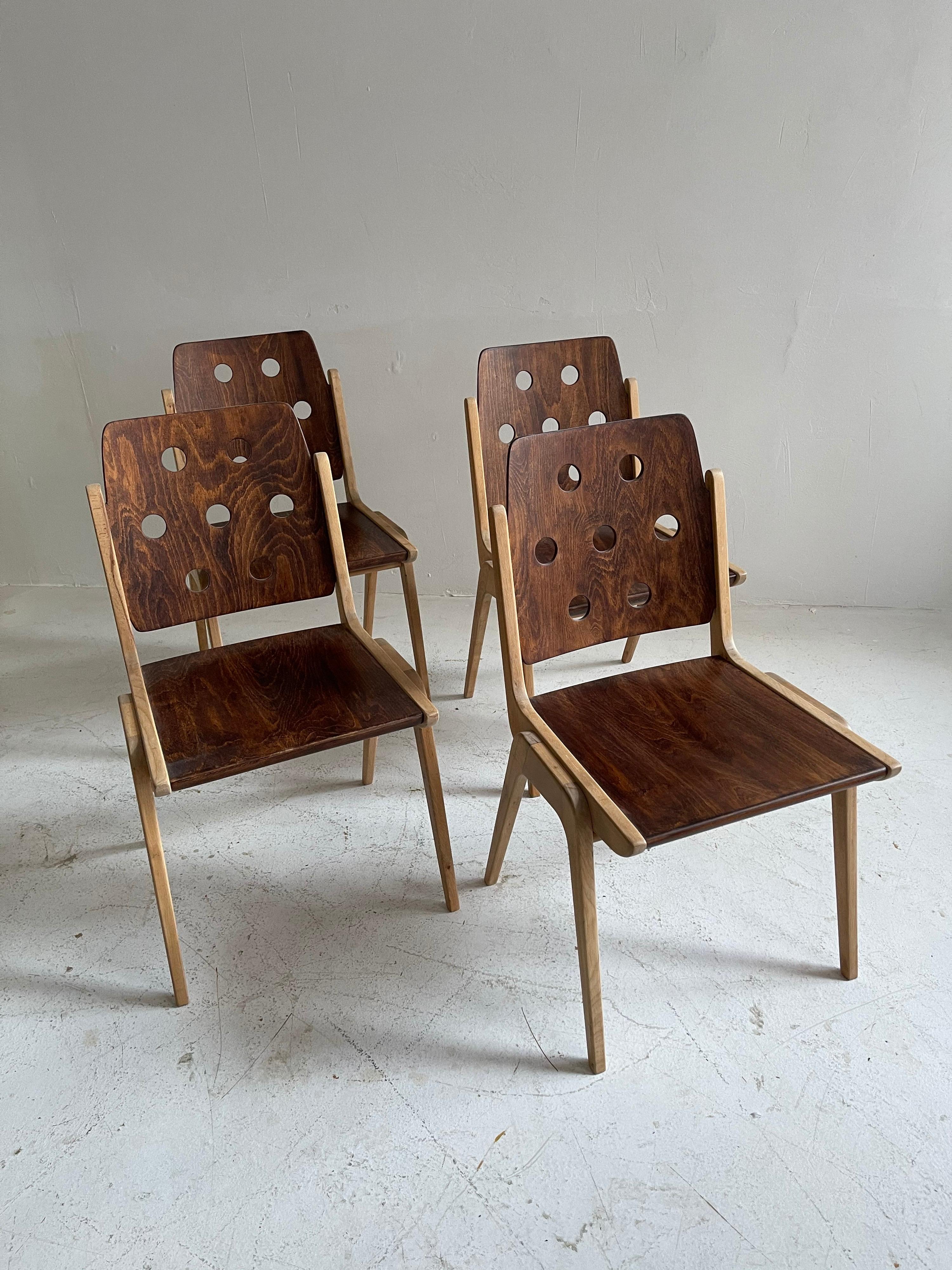 Mid-Century Modern Franz Schuster Model 'Maestro' Dining Room Chairs & Stools, Austria, 1950s For Sale