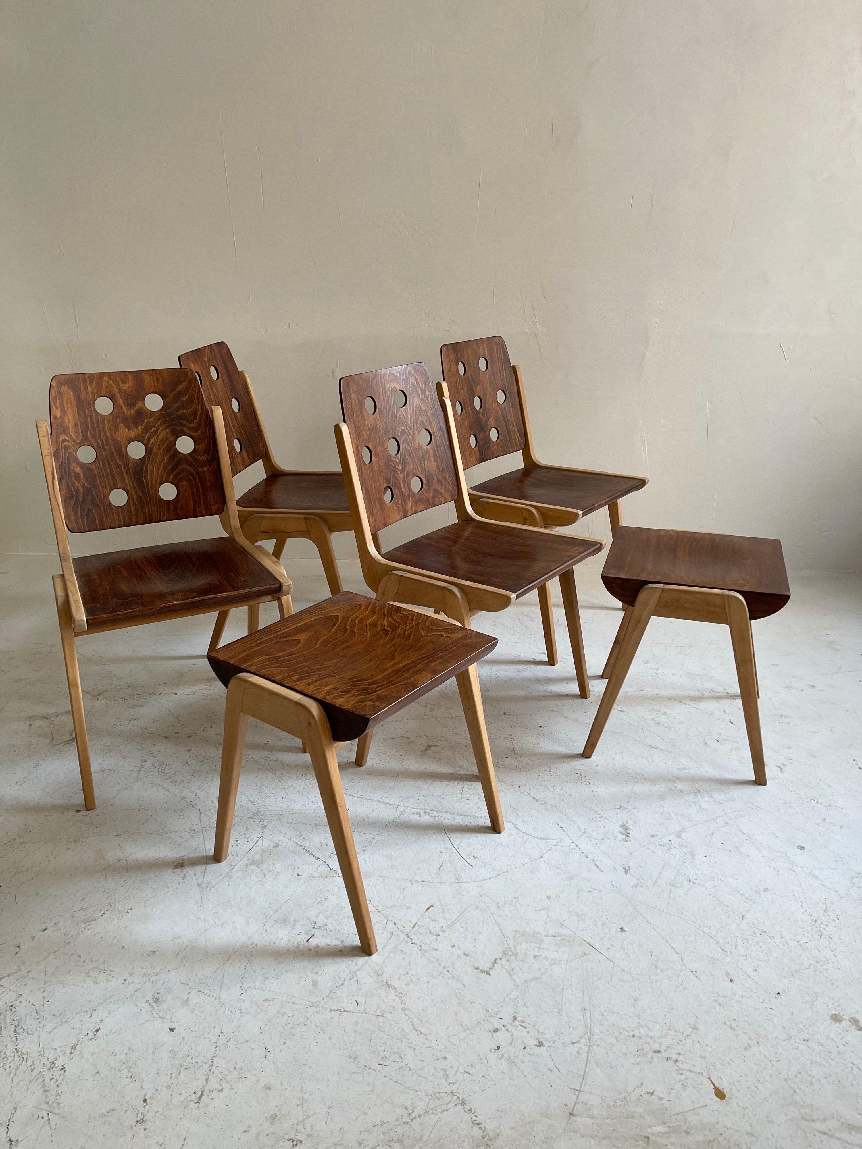 Austrian Franz Schuster Model 'Maestro' Dining Room Chairs & Stools, Austria, 1950s For Sale