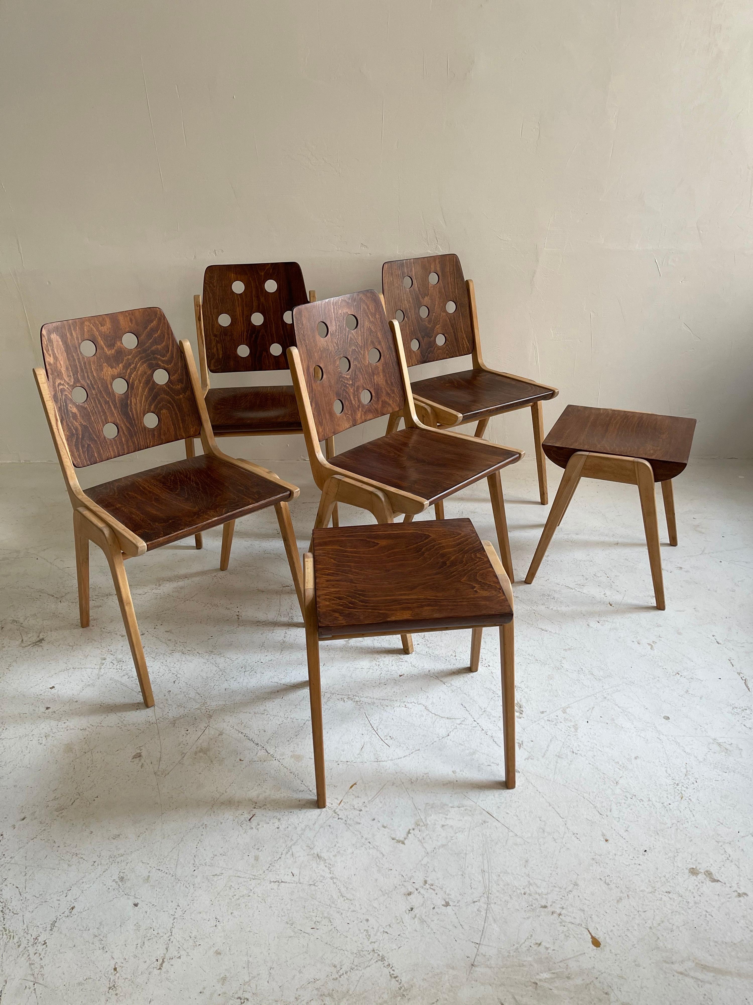 Mid-20th Century Franz Schuster Model 'Maestro' Dining Room Chairs & Stools, Austria, 1950s For Sale