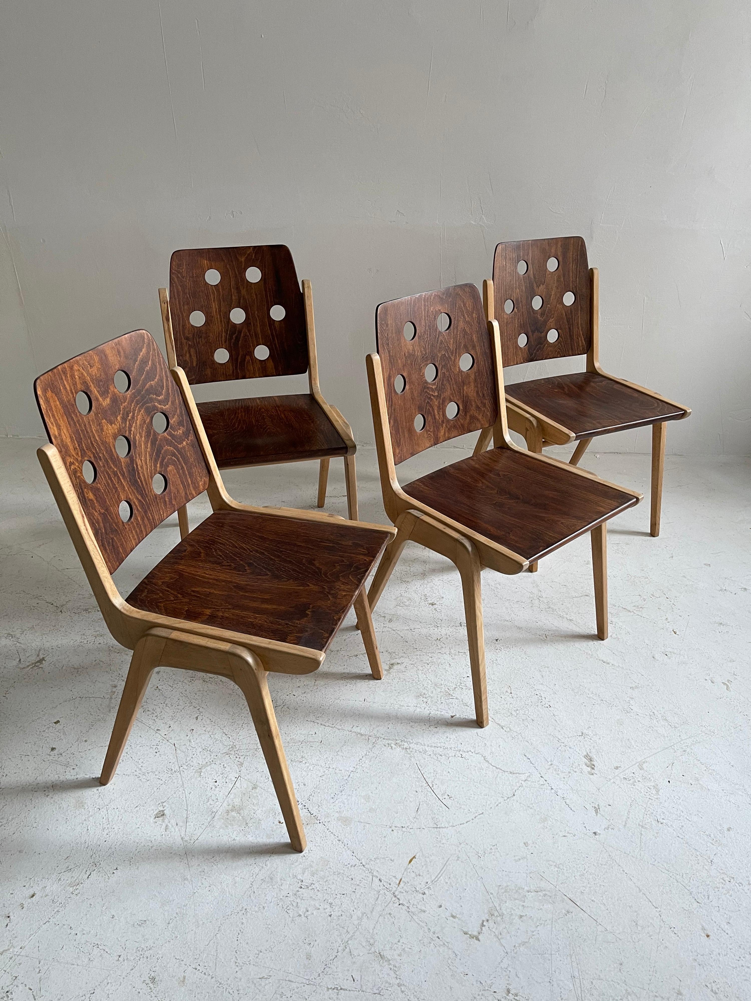 Beech Franz Schuster Model 'Maestro' Dining Room Chairs & Stools, Austria, 1950s For Sale