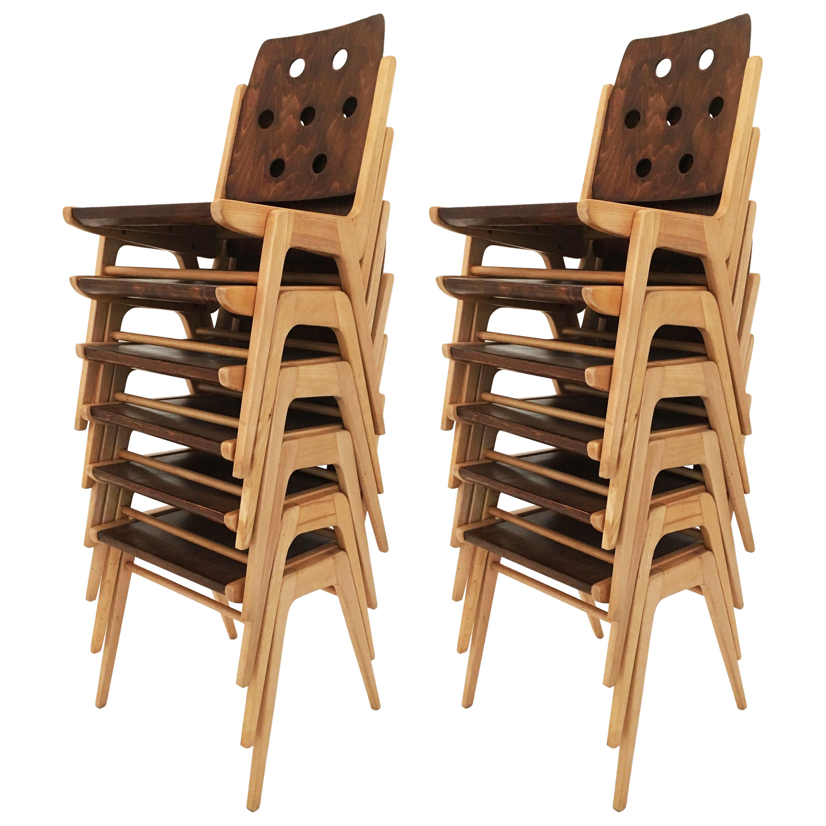 Franz Schuster Dining Chairs Model 'Maestro' Set of Twelve, Austria 1950s