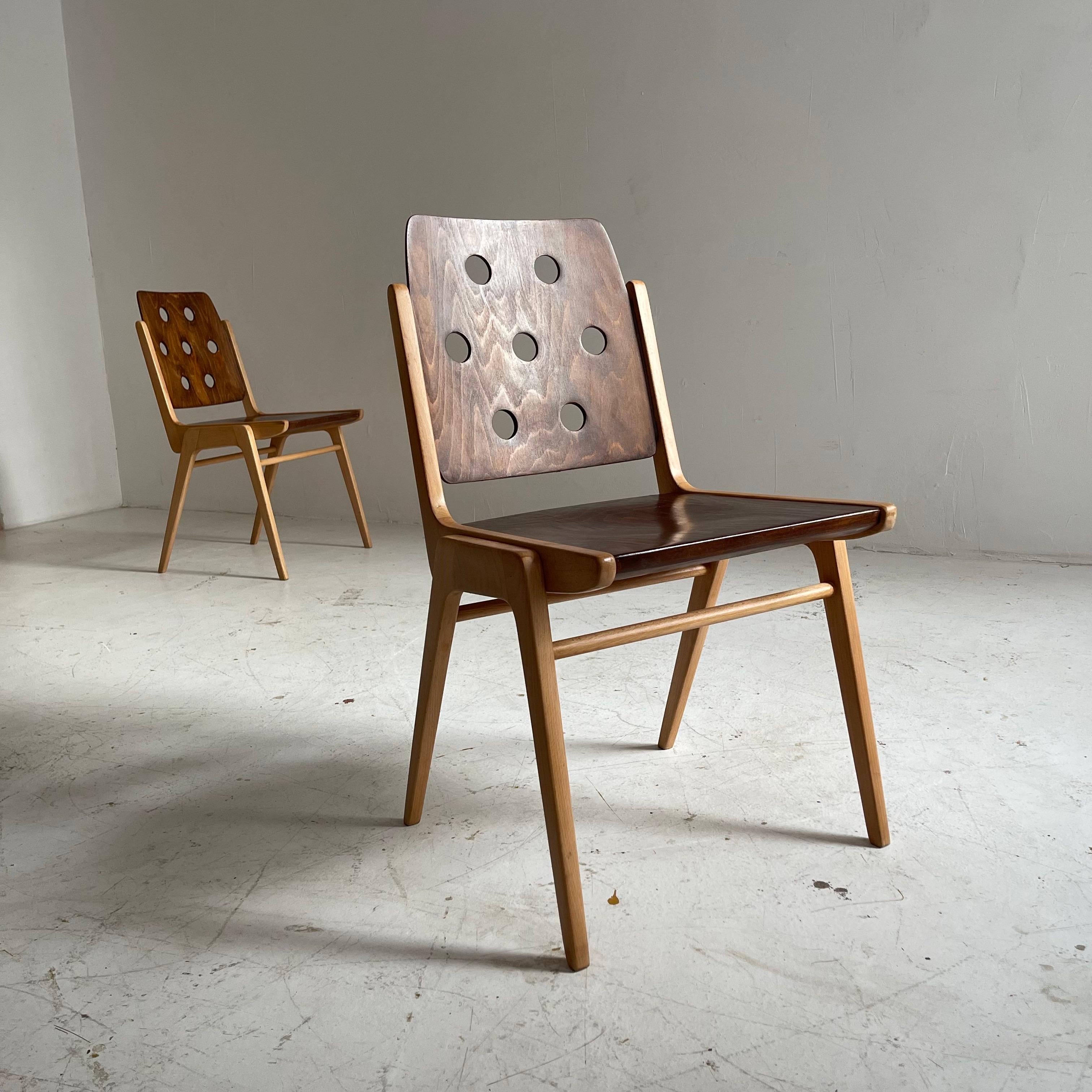 Franz Schuster Stacking Chair Set of Two, Austria 1955 For Sale 3