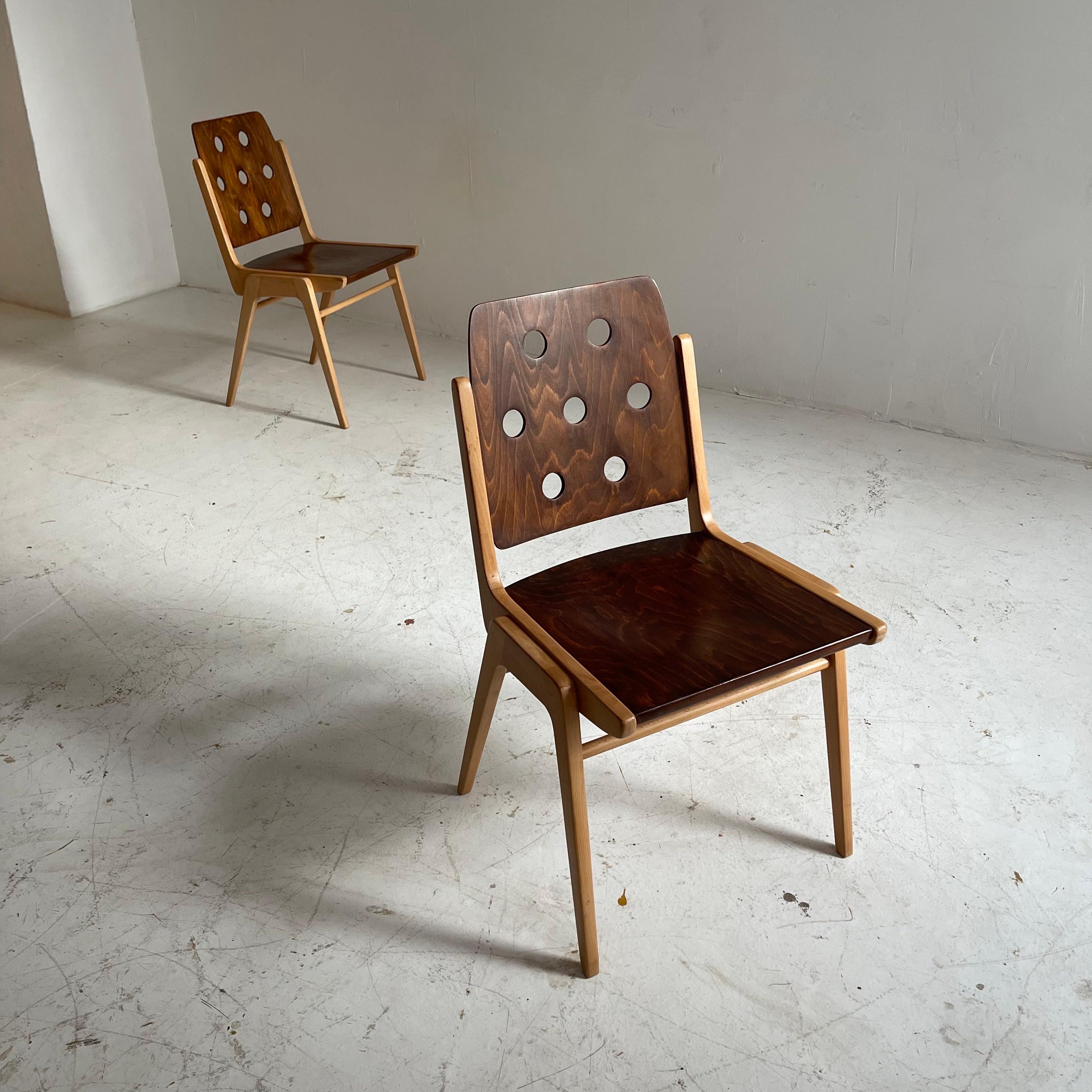 Franz Schuster Stacking Chair Set of Two, Austria 1955 For Sale 4