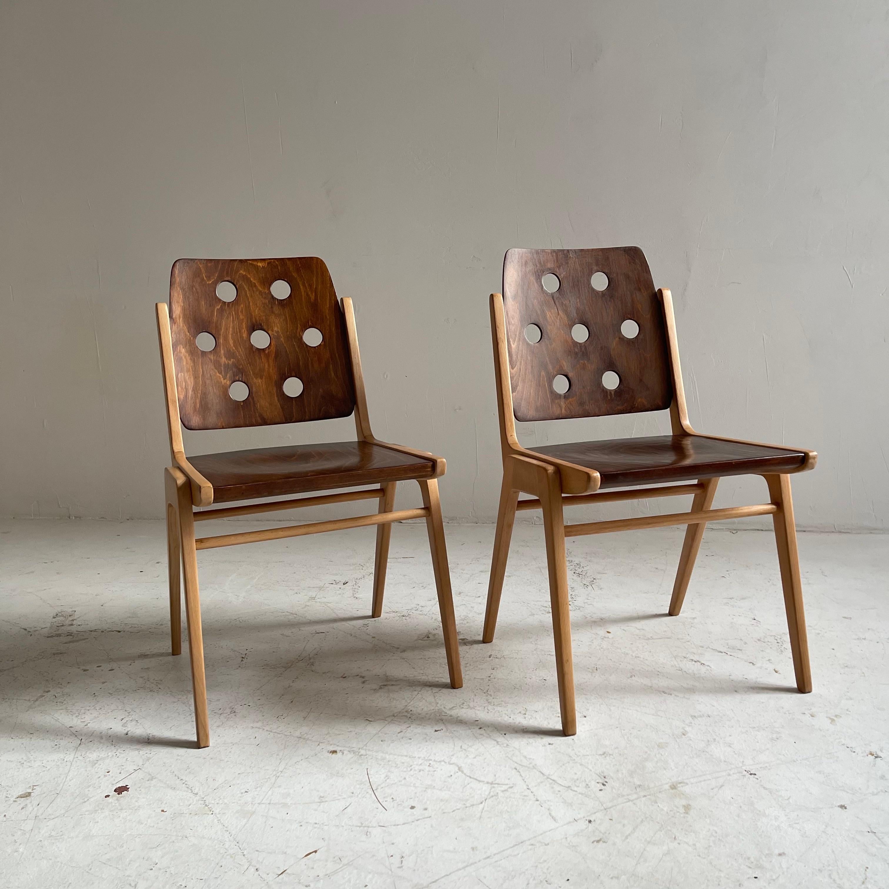 Franz Schuster stacking chair set of two, Austria 1955.