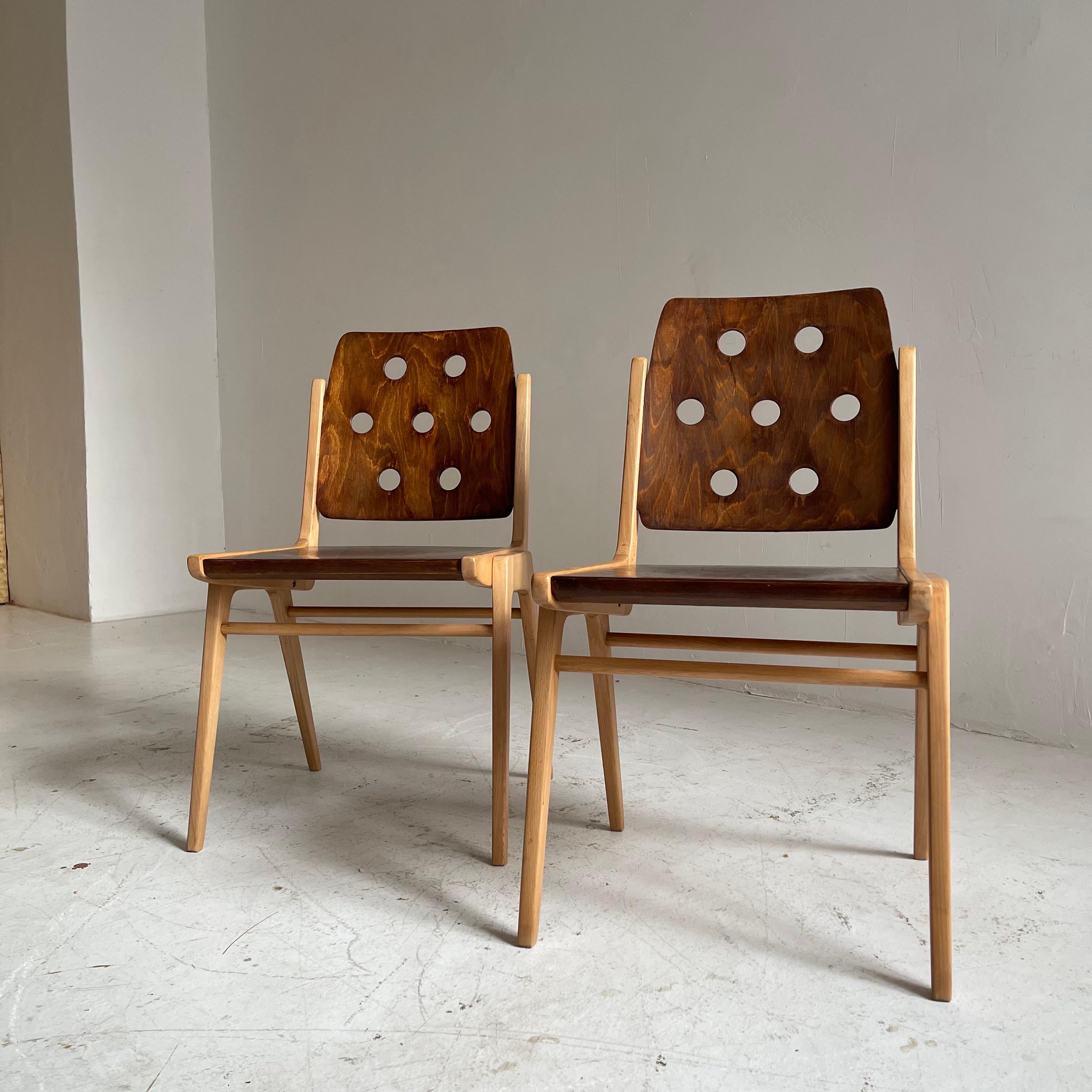 Franz Schuster Stacking Chair Set of Two, Austria 1955 In Good Condition For Sale In Vienna, AT