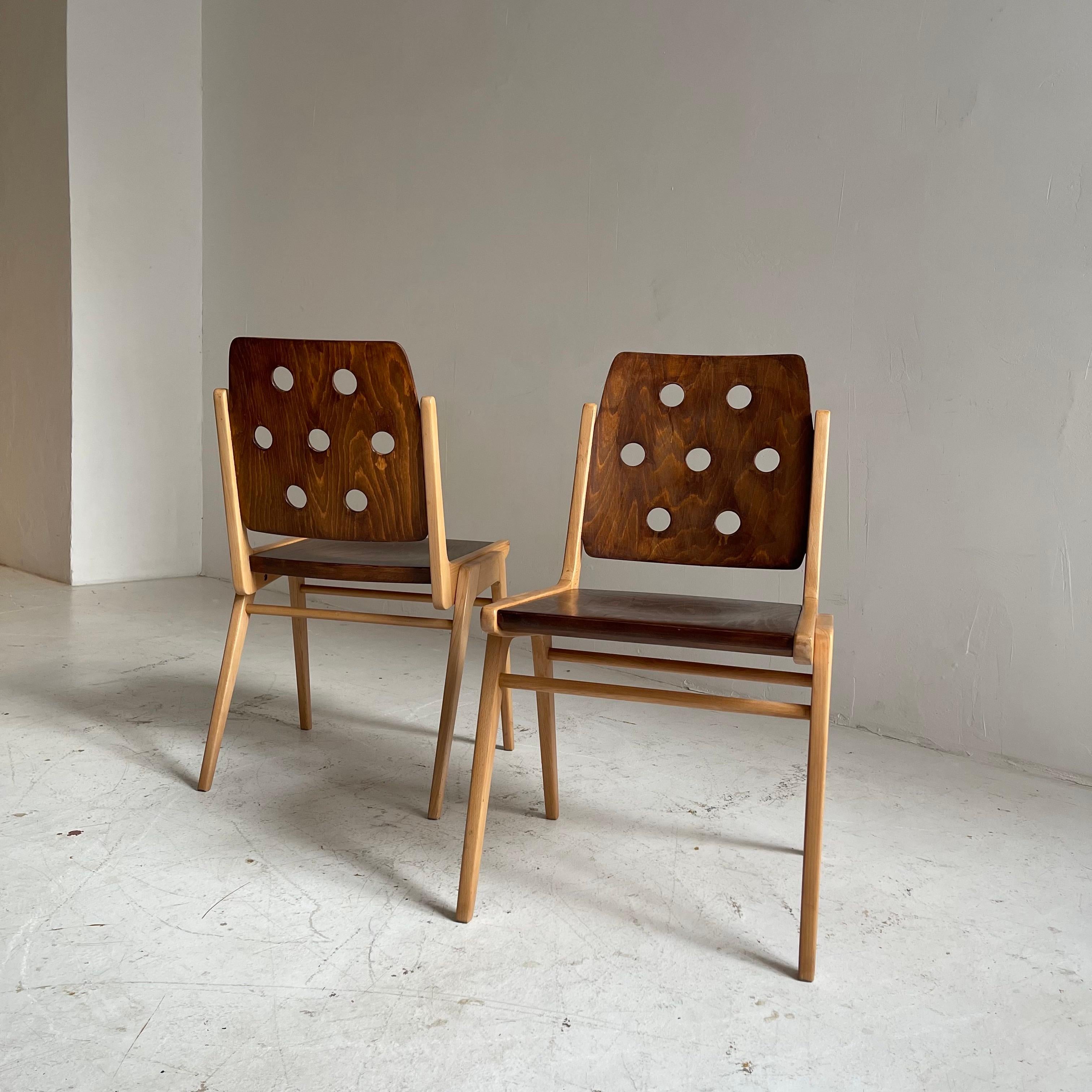 Mid-20th Century Franz Schuster Stacking Chair Set of Two, Austria 1955 For Sale