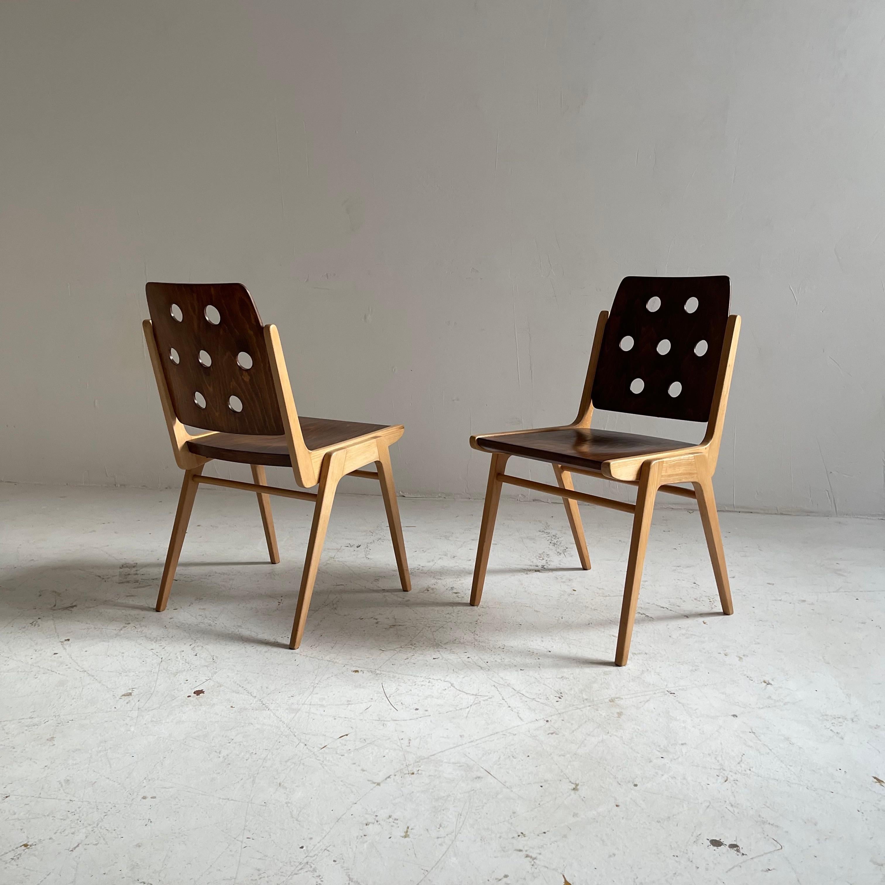 Franz Schuster Stacking Chair Set of Two, Austria 1955 For Sale 1