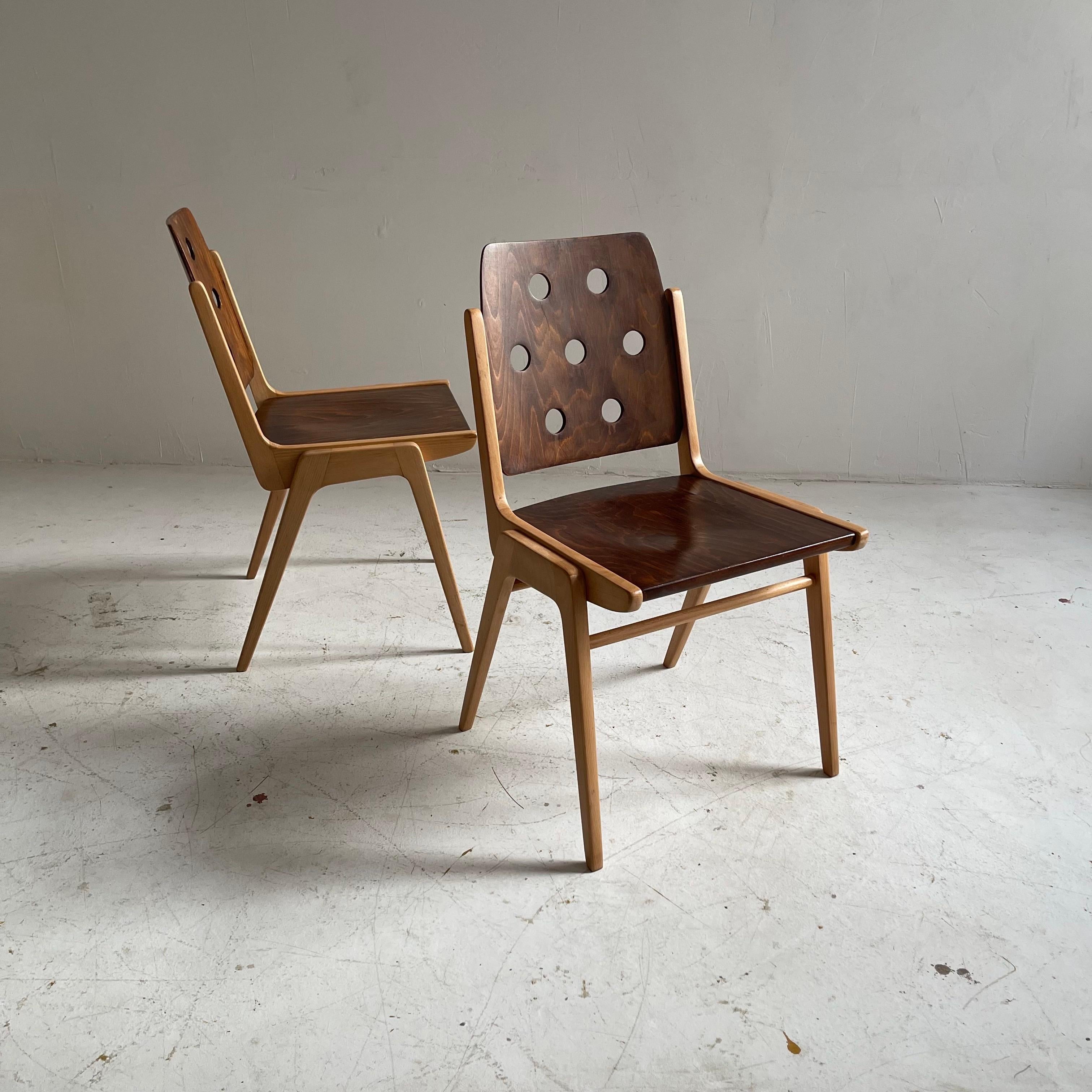 Franz Schuster Stacking Chair Set of Two, Austria 1955 For Sale 2