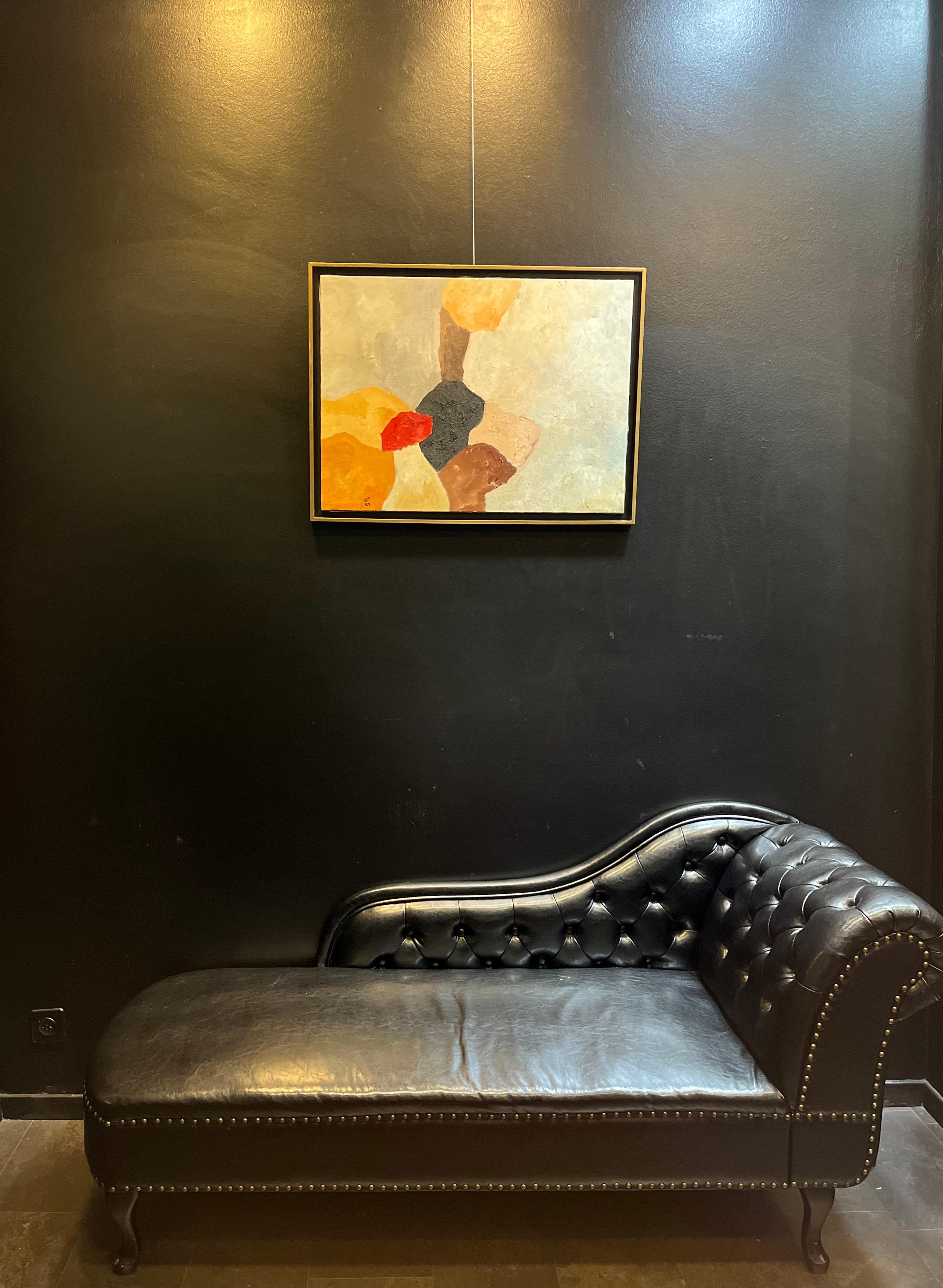 Abstract Composition N° 2 by Franz Stirnimann - Oil on canvas - 64x51 cm For Sale 9