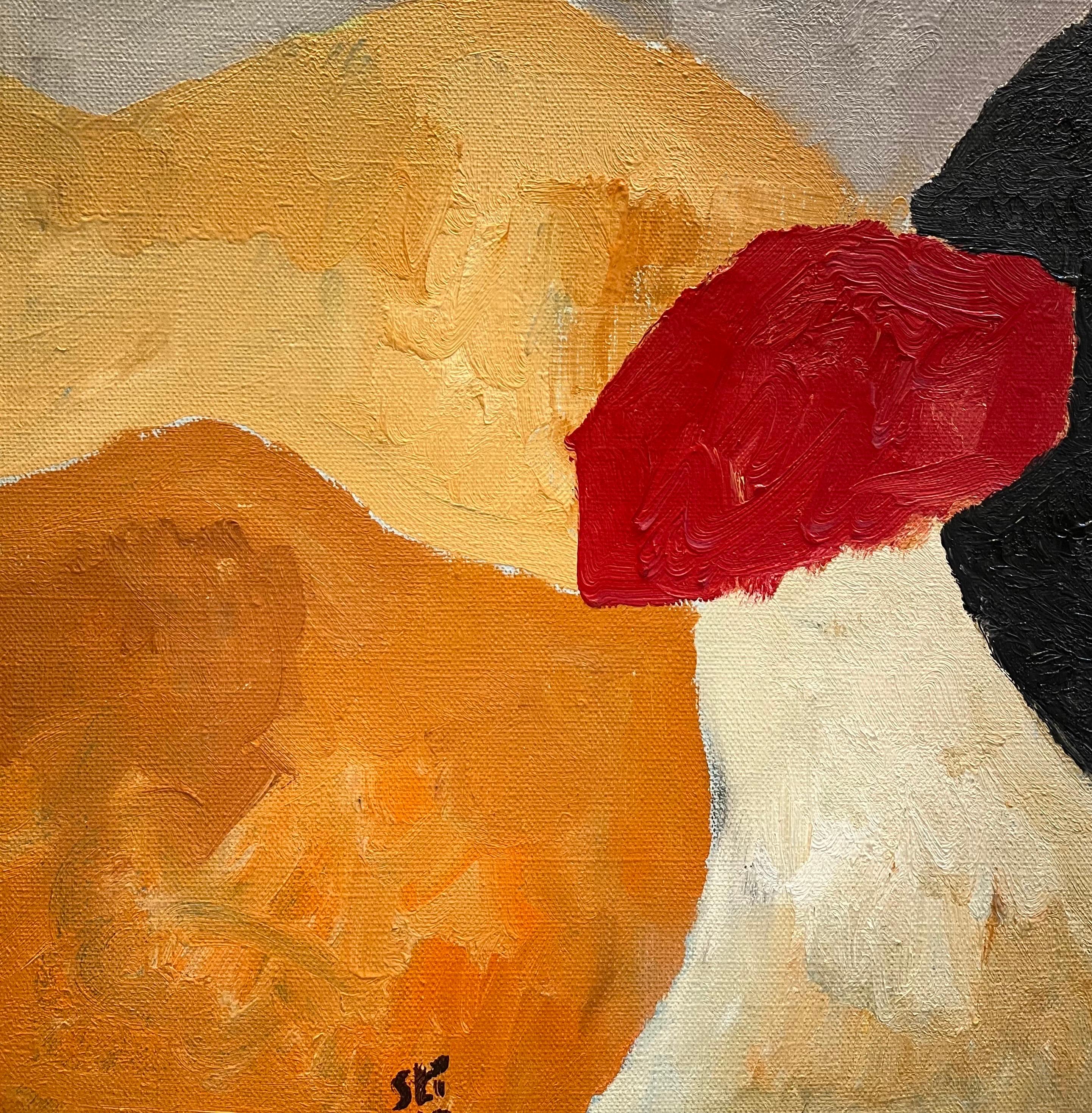Abstract Composition N° 2 by Franz Stirnimann - Oil on canvas - 64x51 cm For Sale 2