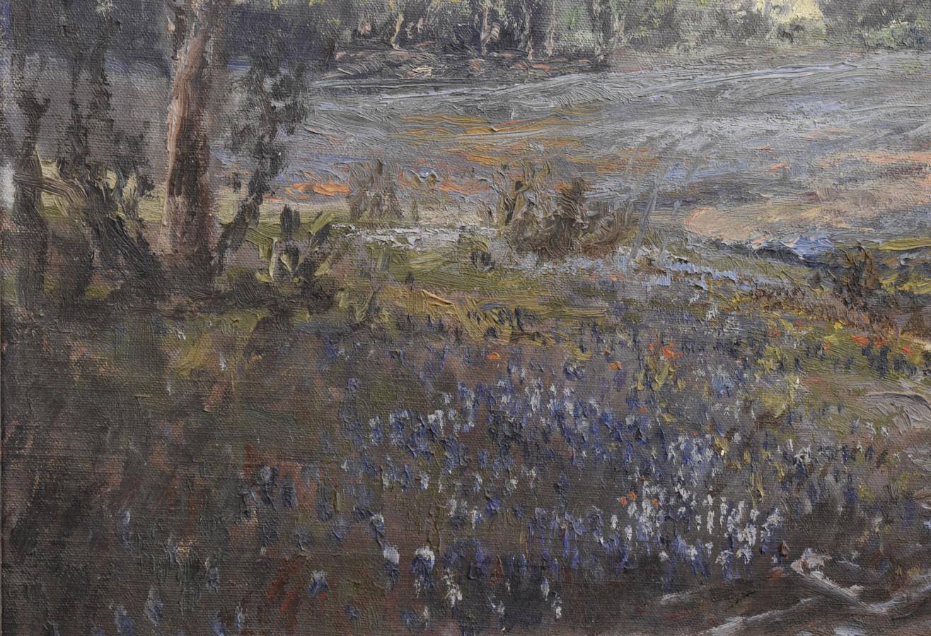 „MISTY BLUE“ CA. 1925.  FRANZ STRAHALM (1879-1935) TEXAS KÜNSTLER BLUEBONNETS (Impressionismus), Painting, von Franz Strahalm