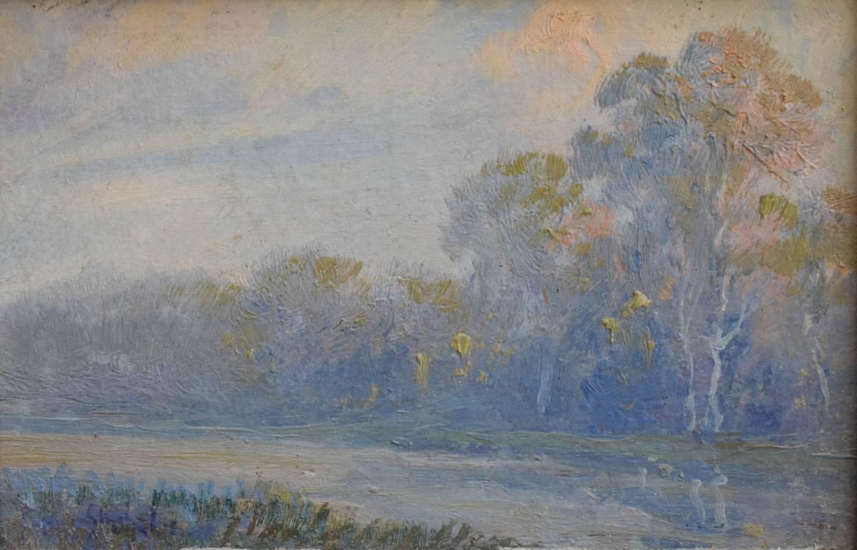 Franz Strahalm Landscape Painting - "MISTY BLUE"  TEXAS BLUEBONNETS ? landscape