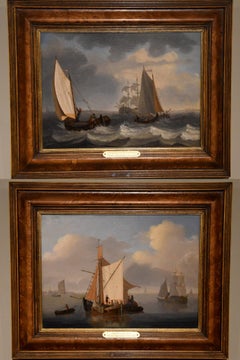 Oil Painting Pair by Franz Swaggers "Unloading the Catch"