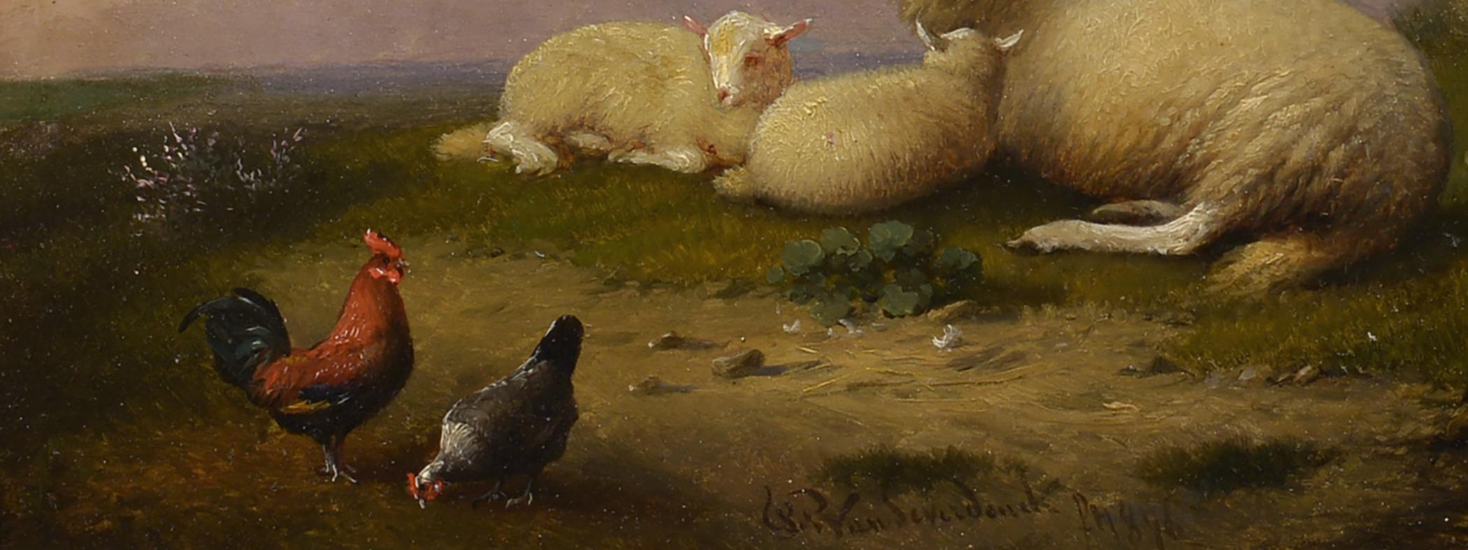 Born in Brussels in 1809, genre painter Franz Van Severdonck studied at the Brussels Academy of Fine Arts. A painter of landscapes, animals and architecture, Van Severdonck is particularly recognized for his fine, small panel paintings of farmyard