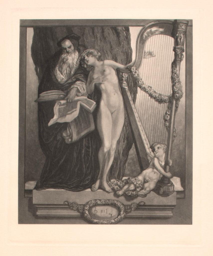 Franz von Bayros (Choisi Le Conin) Figurative Print – Lockung - Vintage-Hlioliolithgravur von Franz von Bayros – frühes 20. Jahrhundert