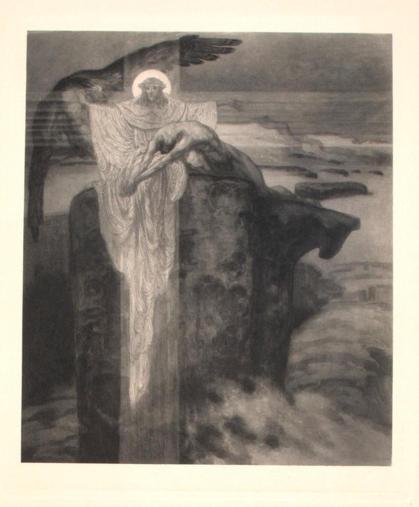 Franz von Bayros (Choisi Le Conin) Figurative Print - Prometheus - Héliogravure by Franz von Bayros - Early 20th Century